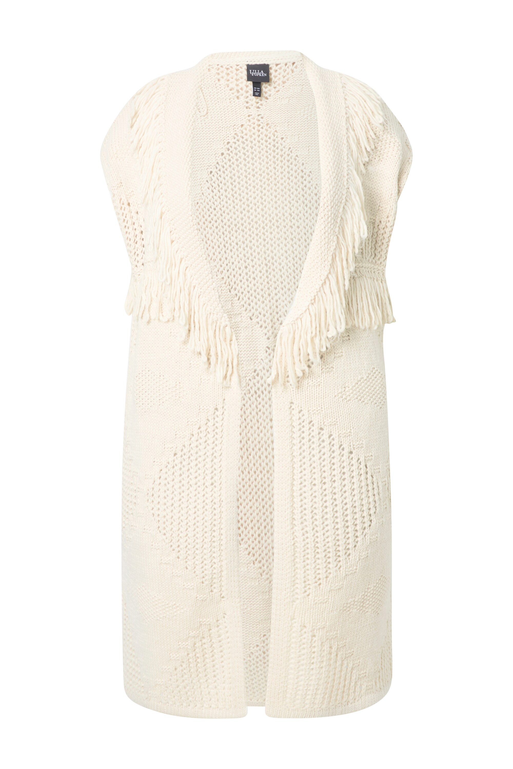 Ulla Popken Steppweste Strickweste lang oversized offene Form Rhomben günstig online kaufen