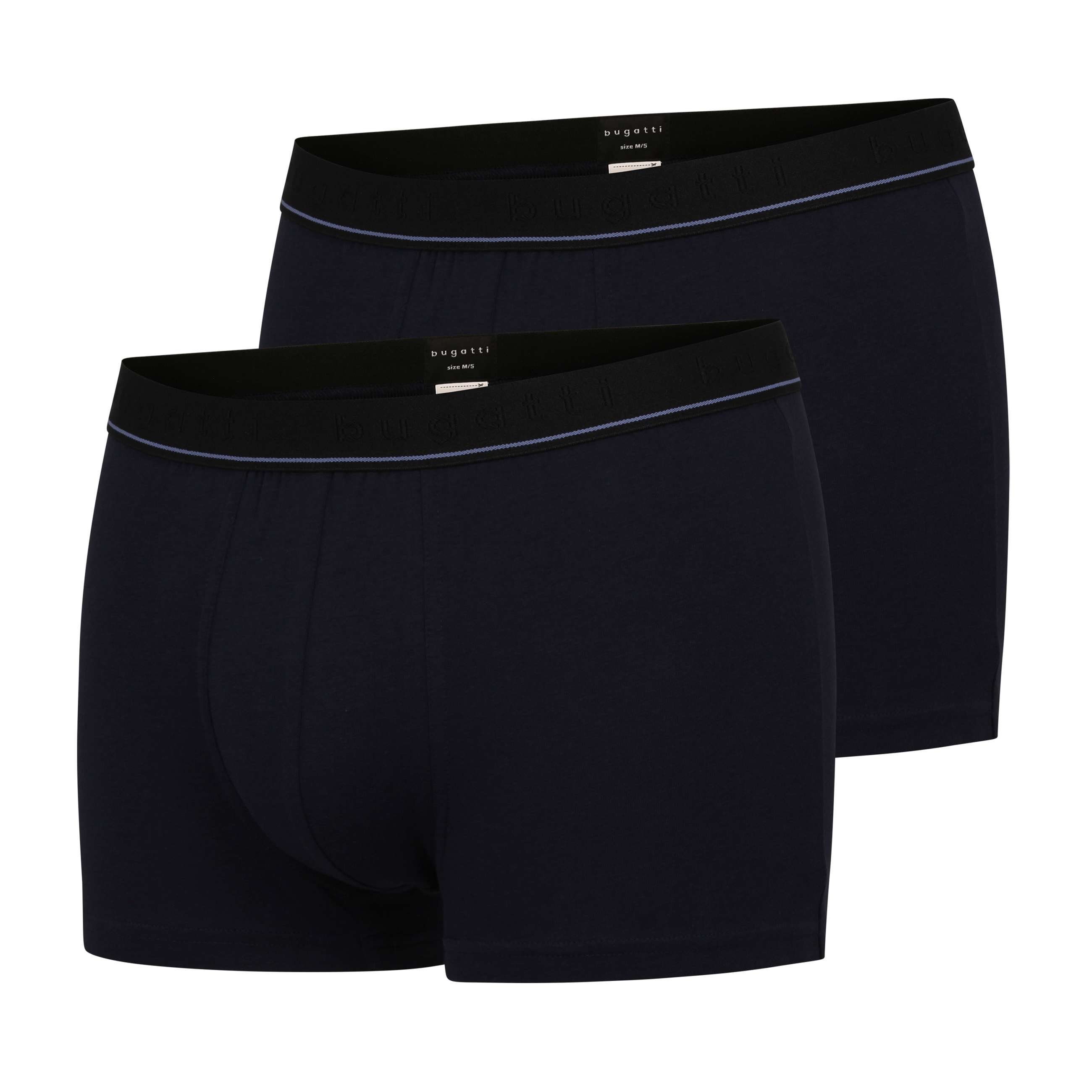 blau BUGATTI uni 2er bugatti (2-St) Pack Pants Herren Boxershorts blau-dunkel-uni