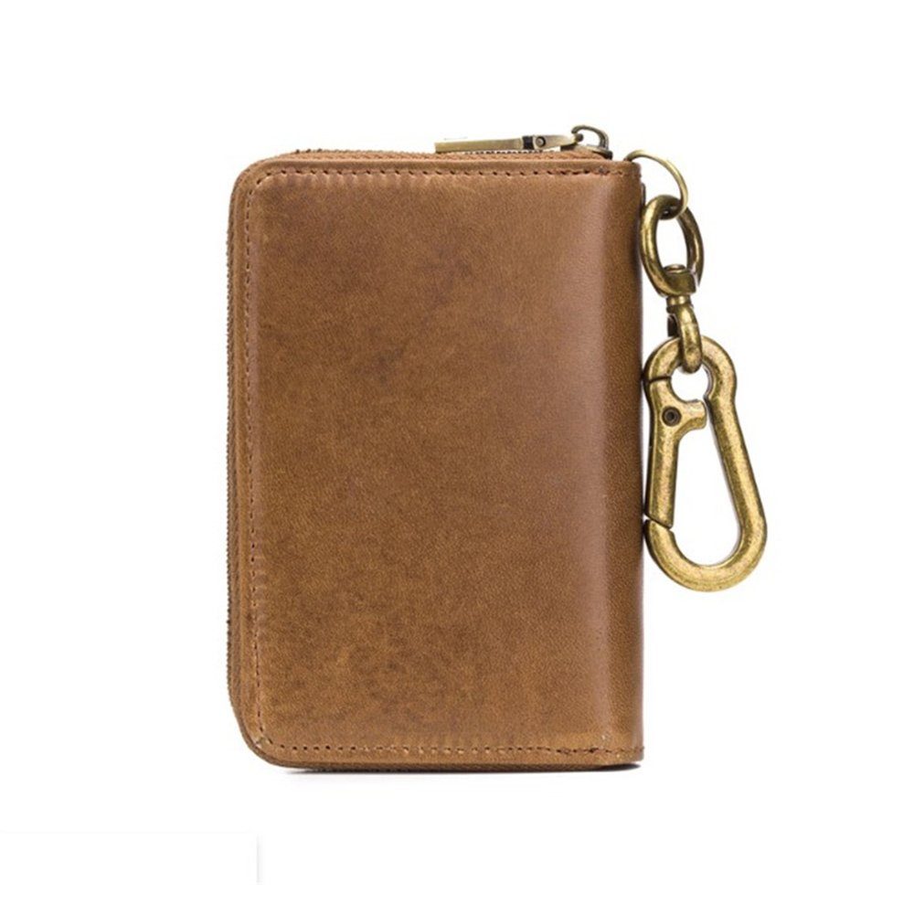 Schlüsselanhänger Herrenbrieftasche Braun mit Rindsleder Geldbörse Lederbrieftasche TSEPOSY
