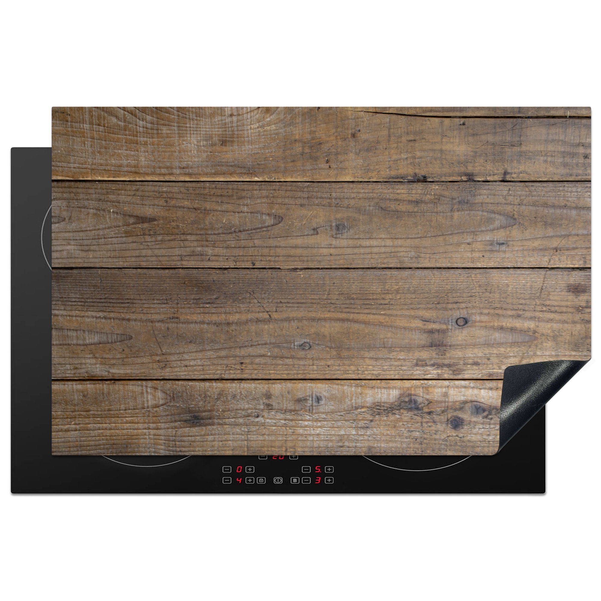MuchoWow Herdblende-/Abdeckplatte Holzbretter mit einer besonderen Struktur, Vinyl, (1 tlg), 81x52 cm, Induktionskochfeld Schutz für die küche, Ceranfeldabdeckung
