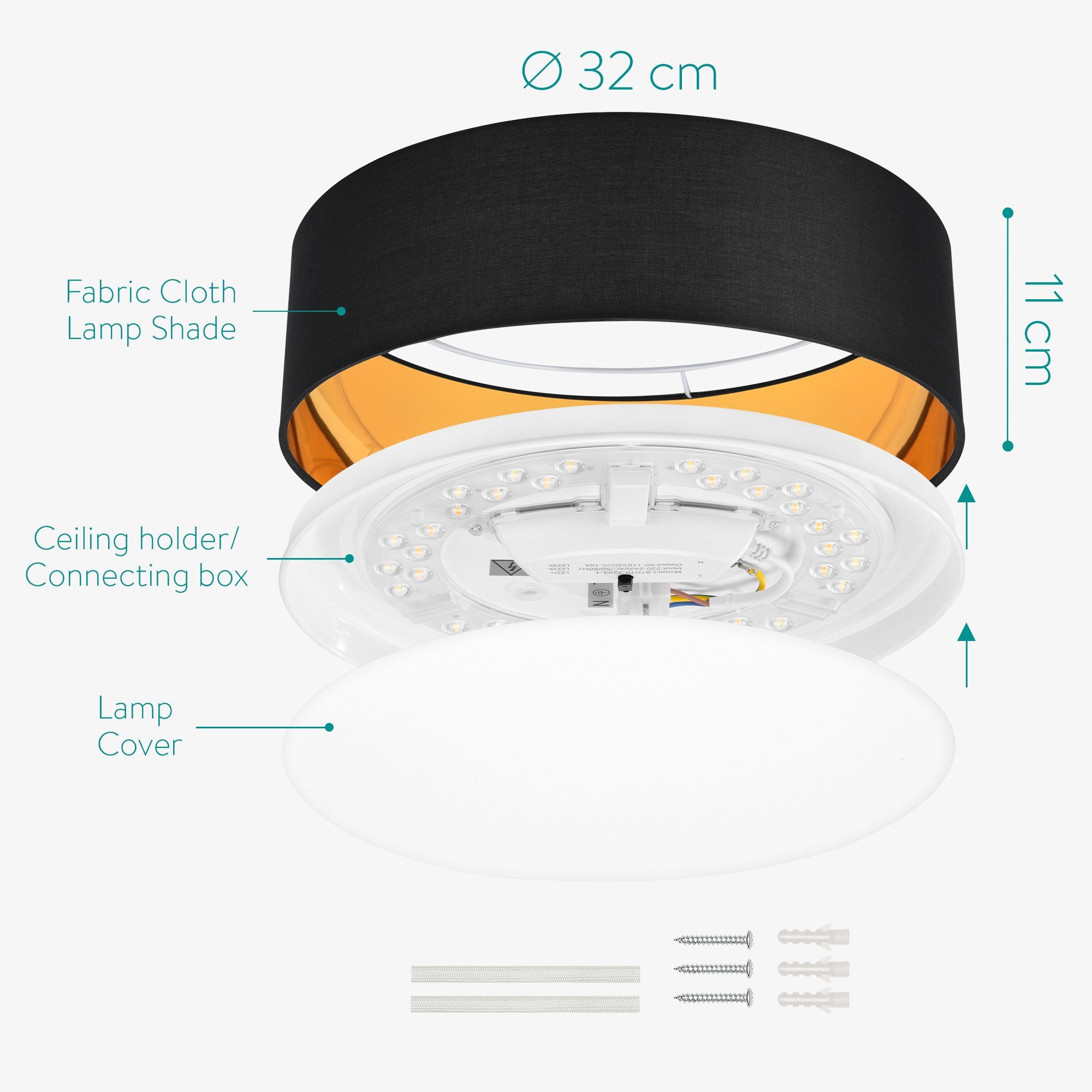 dimmbar LED - Navaris Fernbedienung Deckenleuchte Deckenleuchte Milchglaskuppel mit