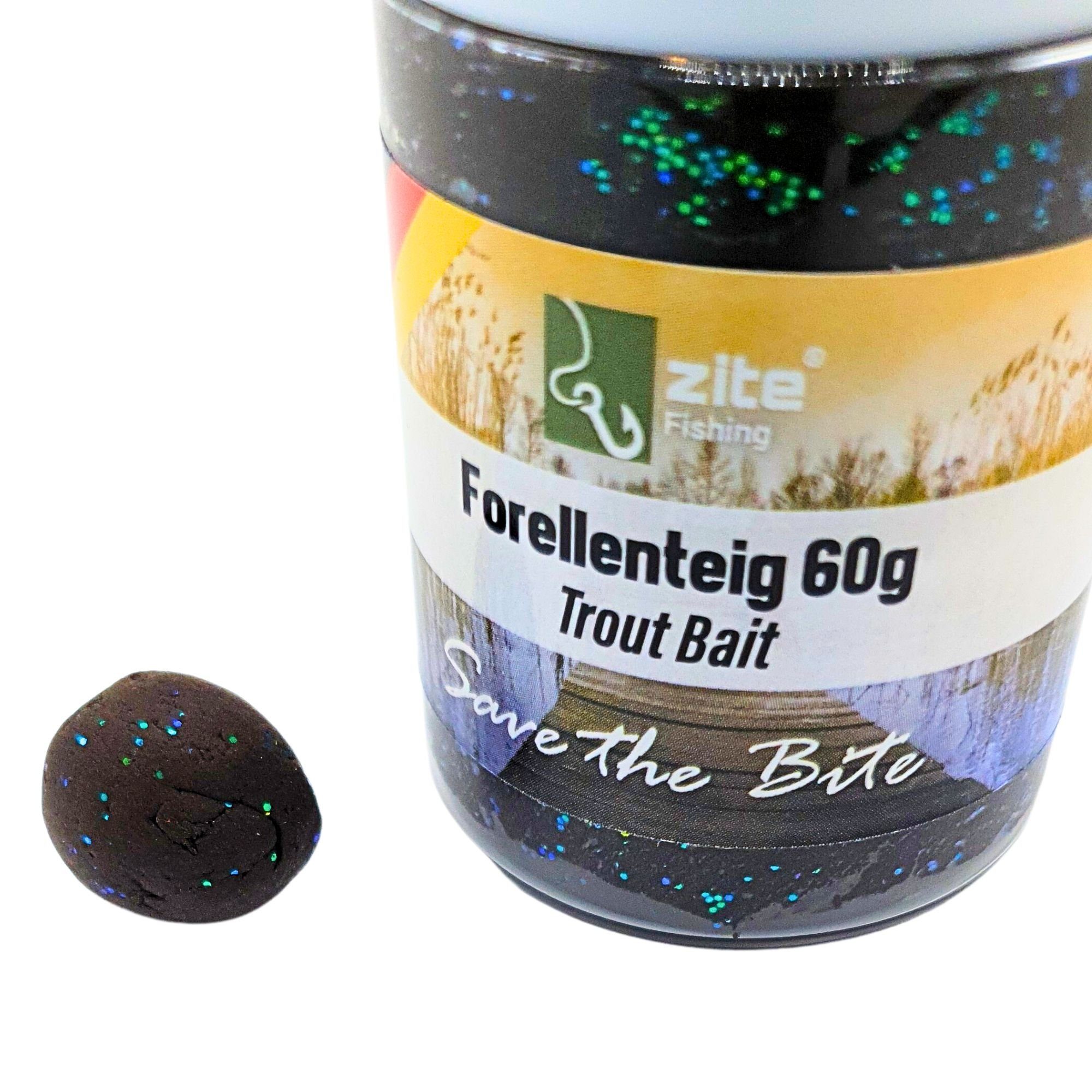 Zite Kunstköder Forellenteig XXL-Set - 12x60g Glitter Trout Bait - 12 Aromen & Farben, UV Aktiv