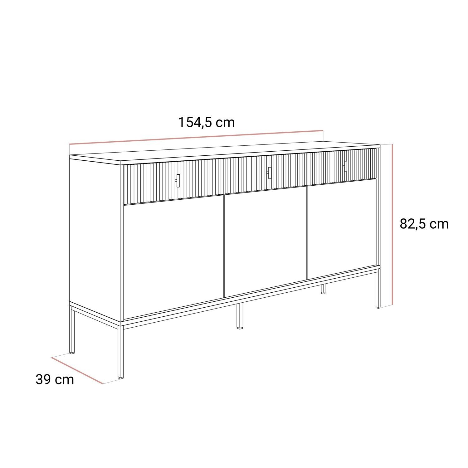 Lookway Kommode MIDNIGHT 3D3S mit drei Schubladen auf Gestell