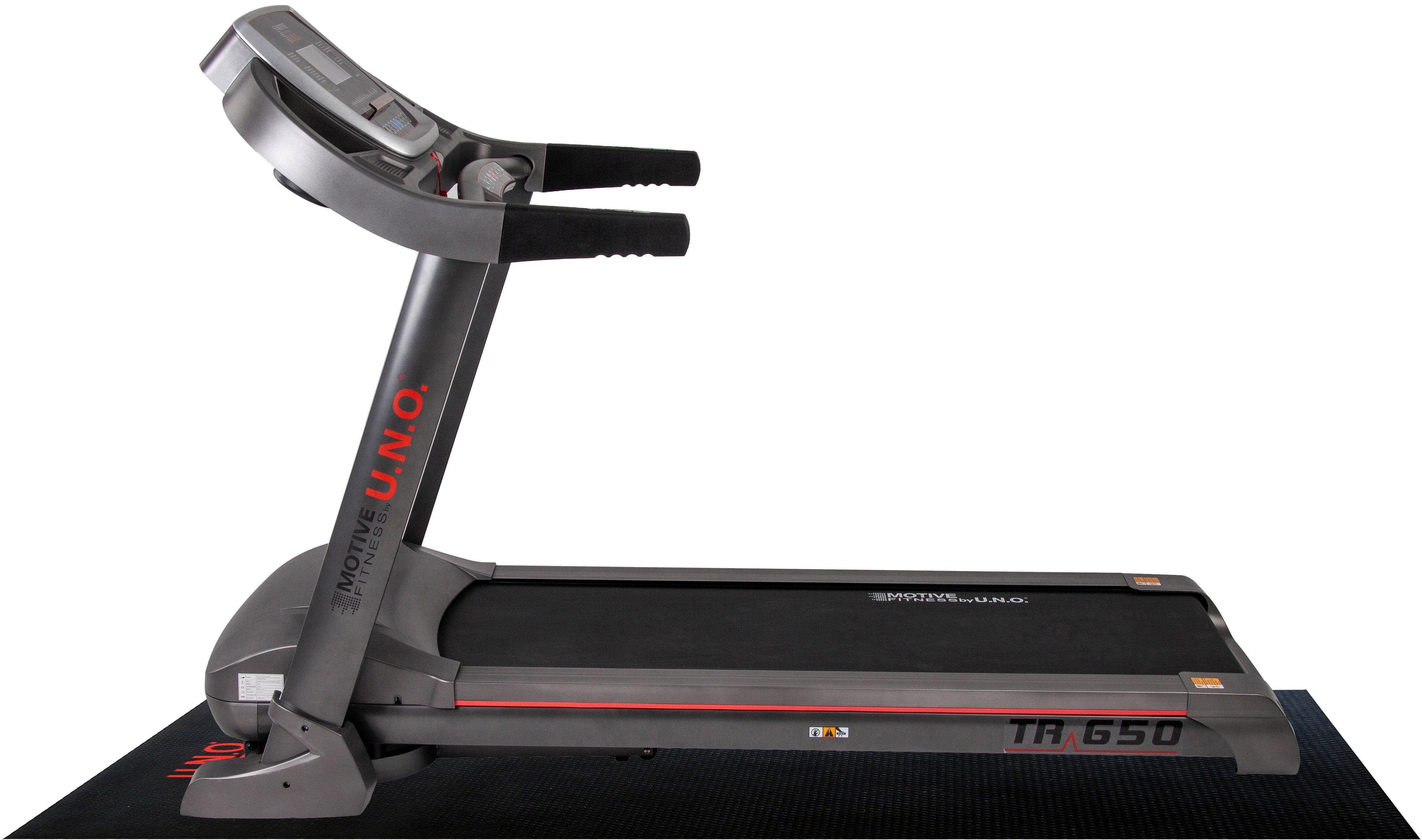 MOTIVE FITNESS by U.N.O. Laufband TR 650 (mit/ohne Unterlegmatte) (mit Soft-Motion-Foldsystem), bis max. 24 km/h, klappbar, 120 kg max. Benutzergewicht
