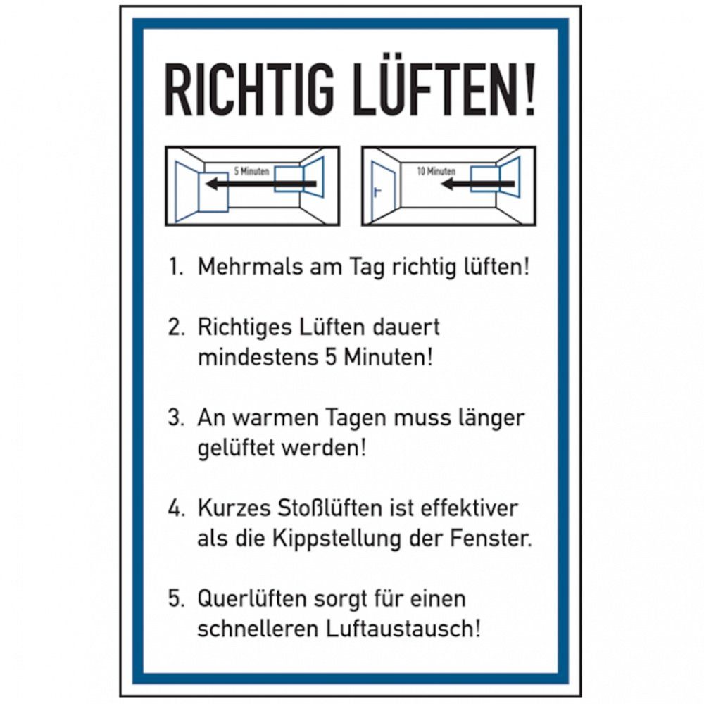 König Werbeanlagen Hinweisschild Hinweisschild, Richtig lüften