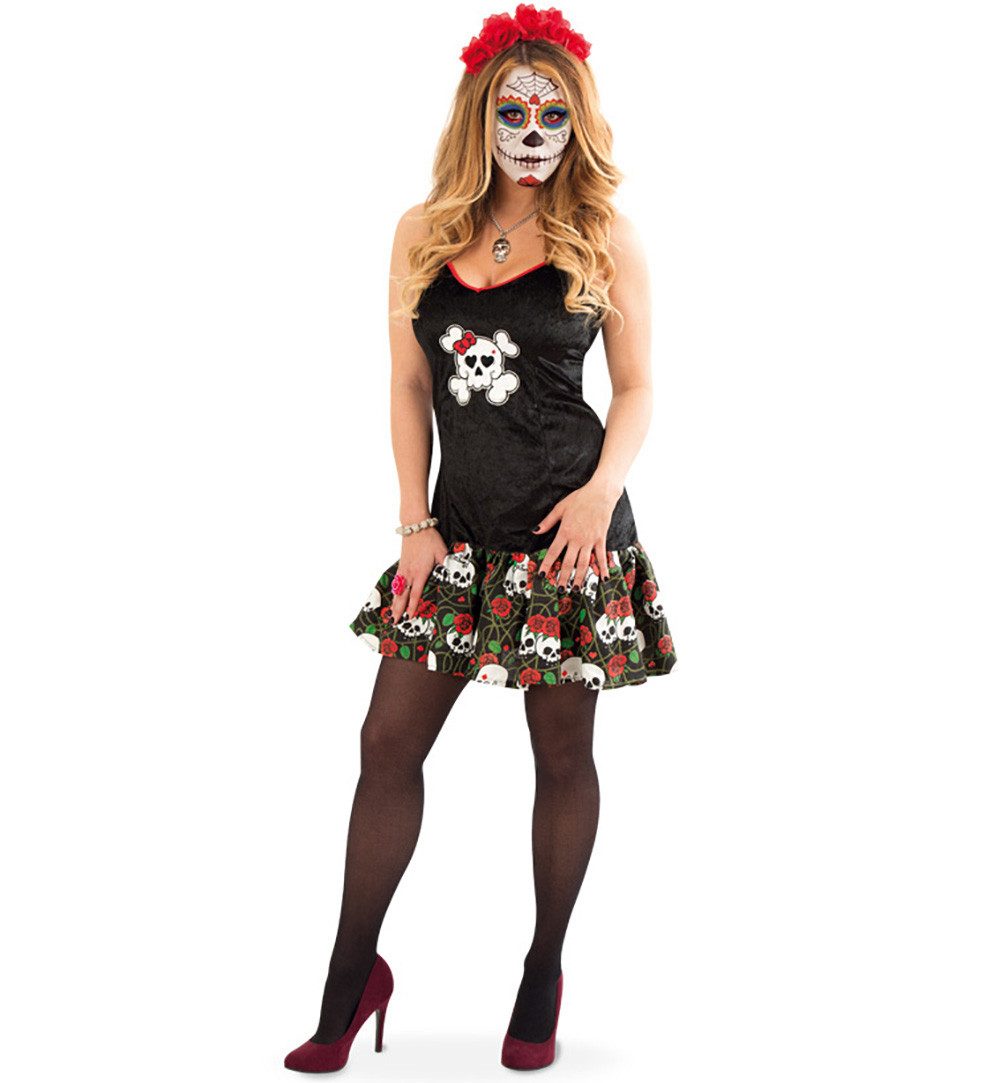 Fries Zombie-Kostüm Totenkopf Kleid Mexikanischer Totentag Día de los Muertos Damen