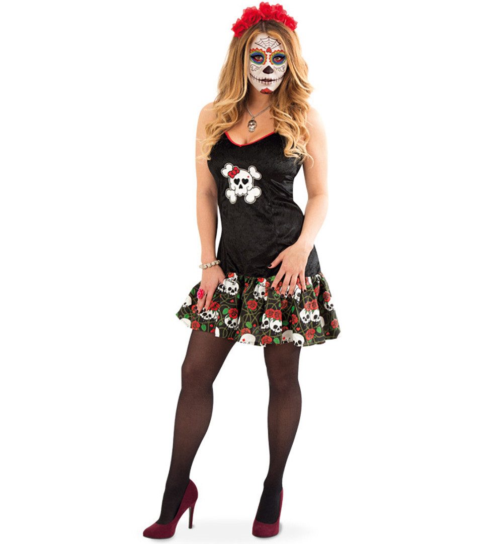 Zombie-Kostüm Totenkopf Kleid Mexikanischer Totentag Día de los Muertos Damen