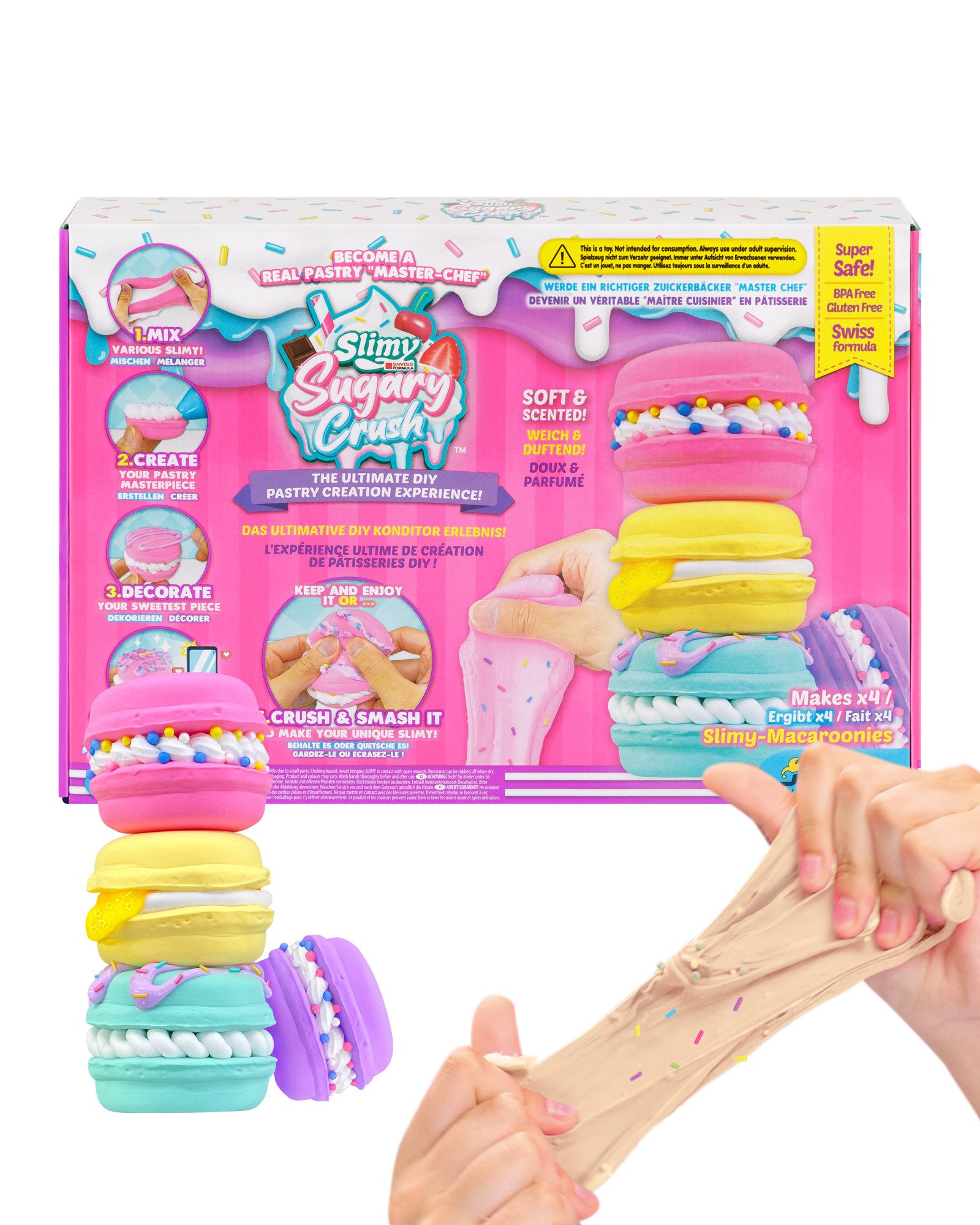 Slimy® Knetform-Set Sugary Crush - Macaroonies (1-tlg), Slime und Knete Kreativ-Set zum selber Mischen, Formen und Dekorieren