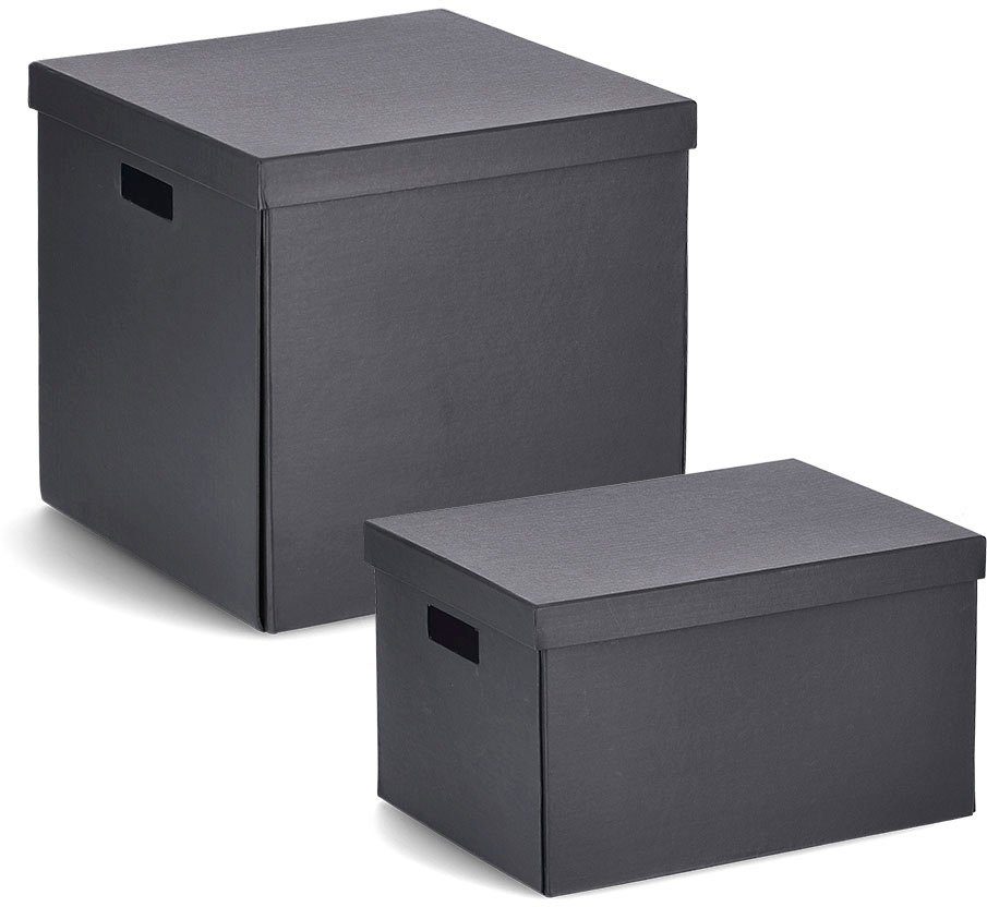 Karton recycelter Present Zeller schwarz Aufbewahrungsbox (1 beschriftbar, St),