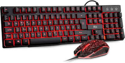 Rii Gaming 3 LED Hintergrundbeleuchtung Tastatur- und Maus-Set, Professionelles Gaming und Büro: Perfekte Tastatur-Maus-Kombination