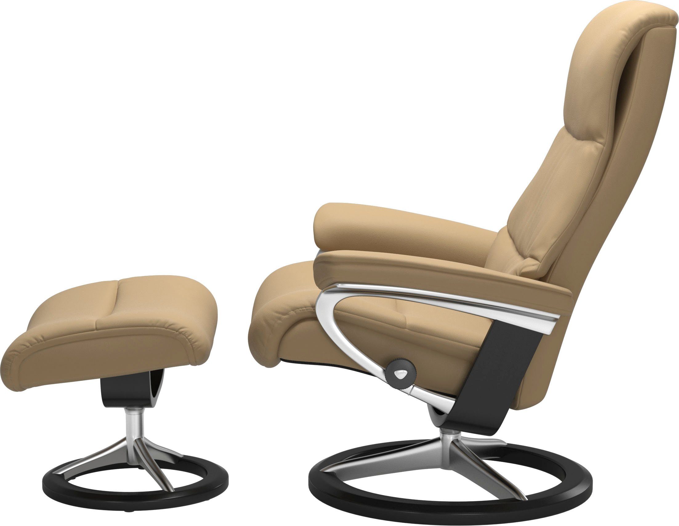 Stressless® Relaxsessel View (Set, Größe Signature mit Relaxsessel L,Gestell mit Base, Hocker), Schwarz