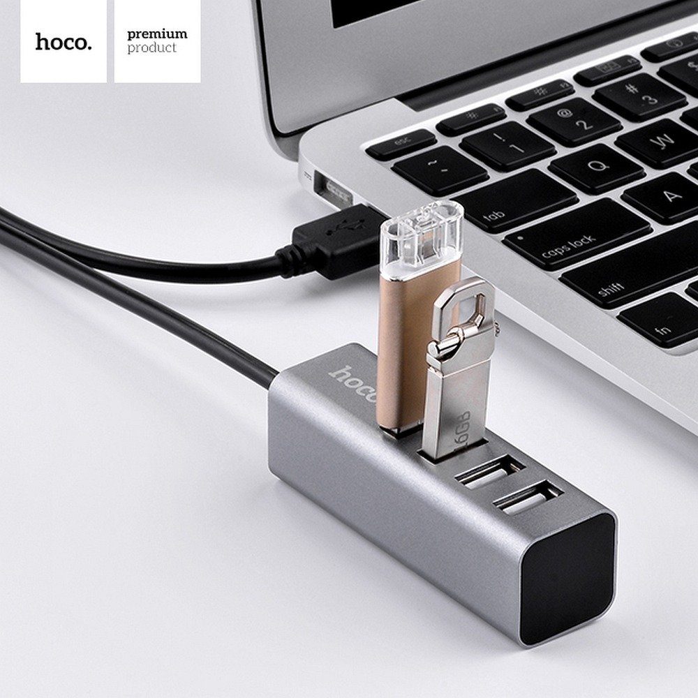 hoco. 4xUSB 2.0 HUB 4 Fach Verteiler Splitter Notebook PC Laptop silber HUB