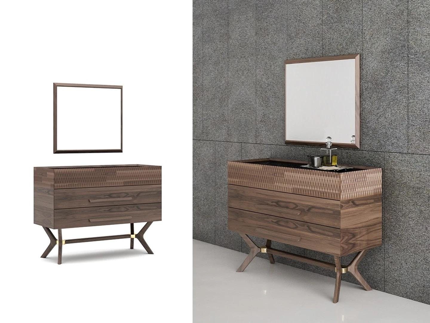JVmoebel Kommode Luxus Kommode mit Spiegel Schlafzimmer Stil Modern Holzschrank Design (2 St., Kommode + Spiegel), Made in Europa