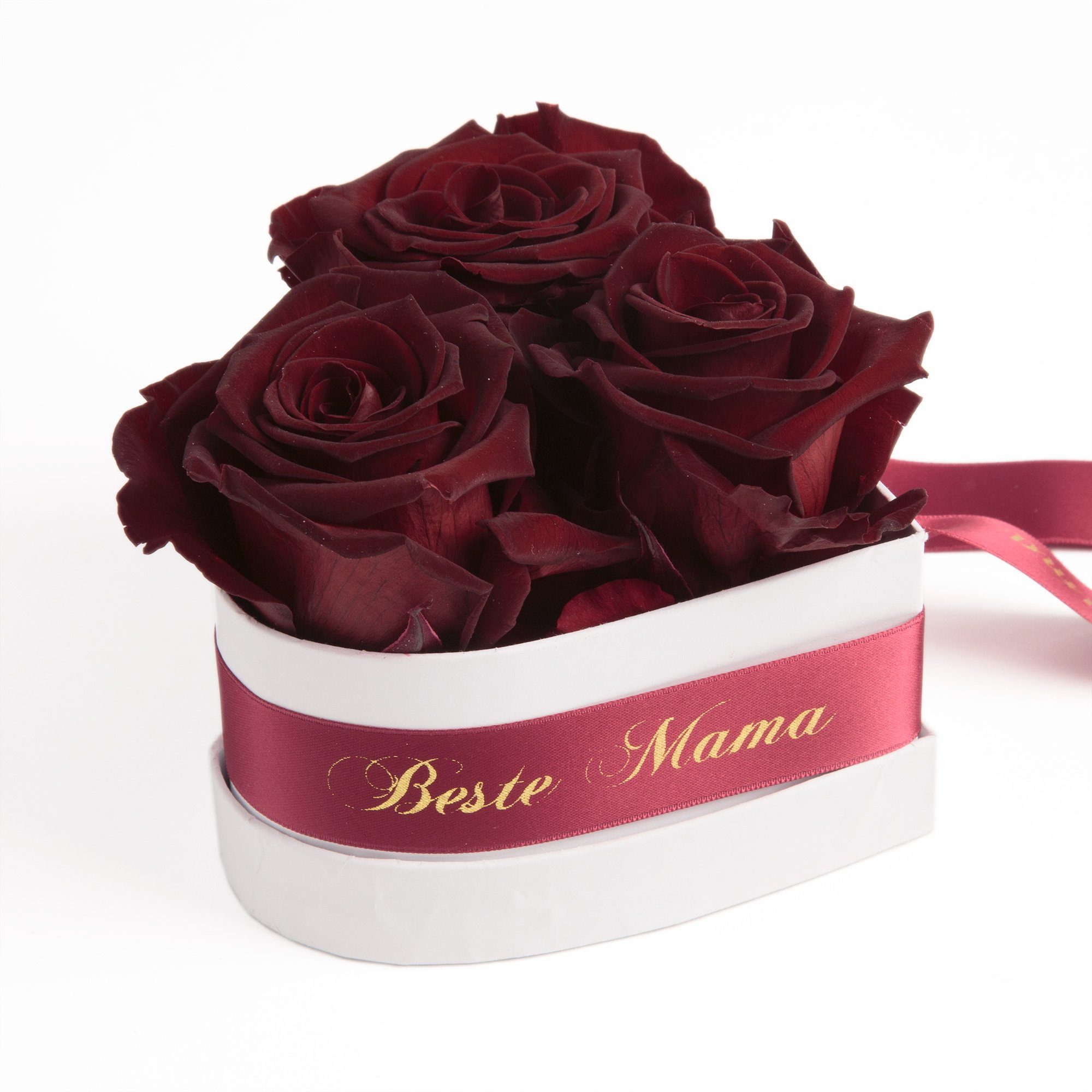 Rosen Mama Infinity Geschenk Beste Rosenbox 3 SCHULZ Herz Jahre cm, für echte Burgundy Höhe Heidelberg, Rose, die 10 Blumen ROSEMARIE der Kunstblume Welt haltbar 3