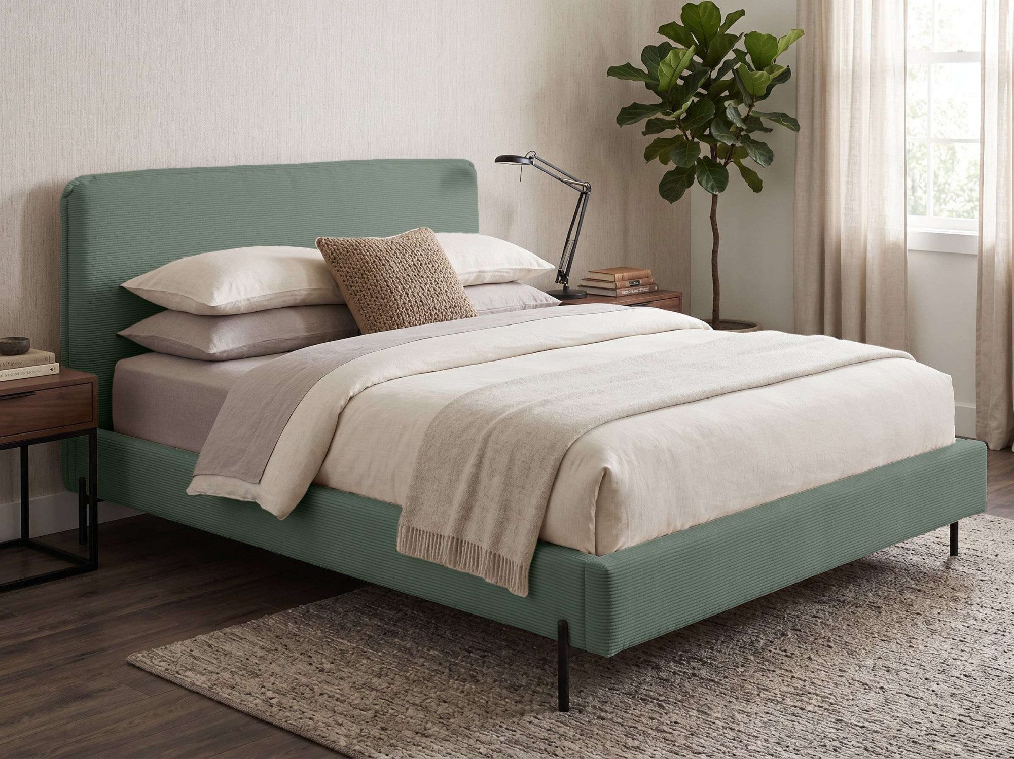 Home affaire Polsterbett LAVOISIER Bettgestell mit Lattenrost, Breite 140/160/180/200 cm, Cord (Belastbarkeit 250 kg), Rahmenbett mit Kopfteil, ohne Matratze und Topper