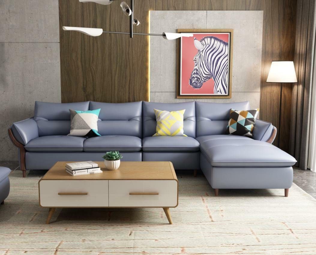 Polster Ecksofa JVmoebel Blau Sofa Luxus Möbel Eck Garnitur L-form Wohnlandschaft Ecksofa,