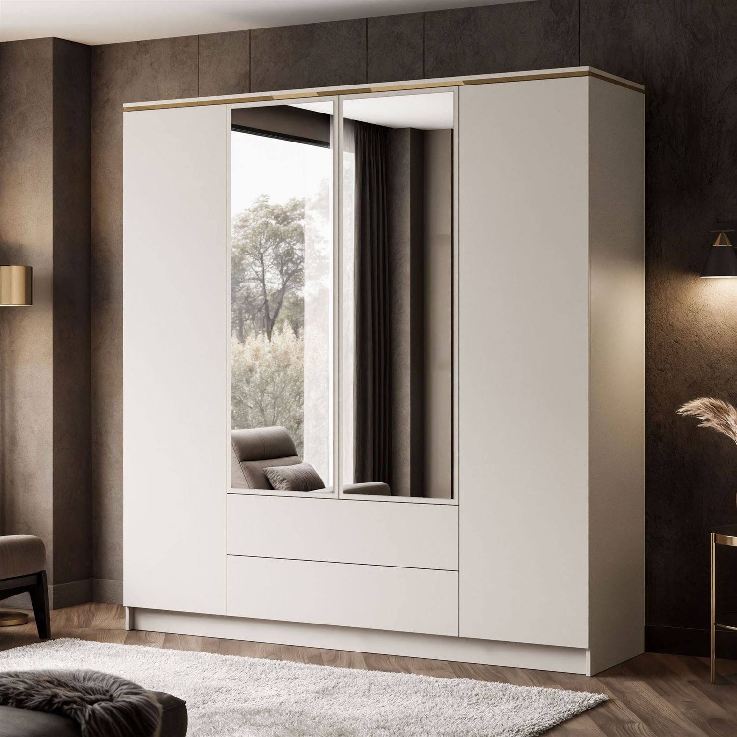 Lookway Kleiderschrank AURORA 4D2SZ KASCHMIR mit Schubladen Breite: 200 cm günstig online kaufen