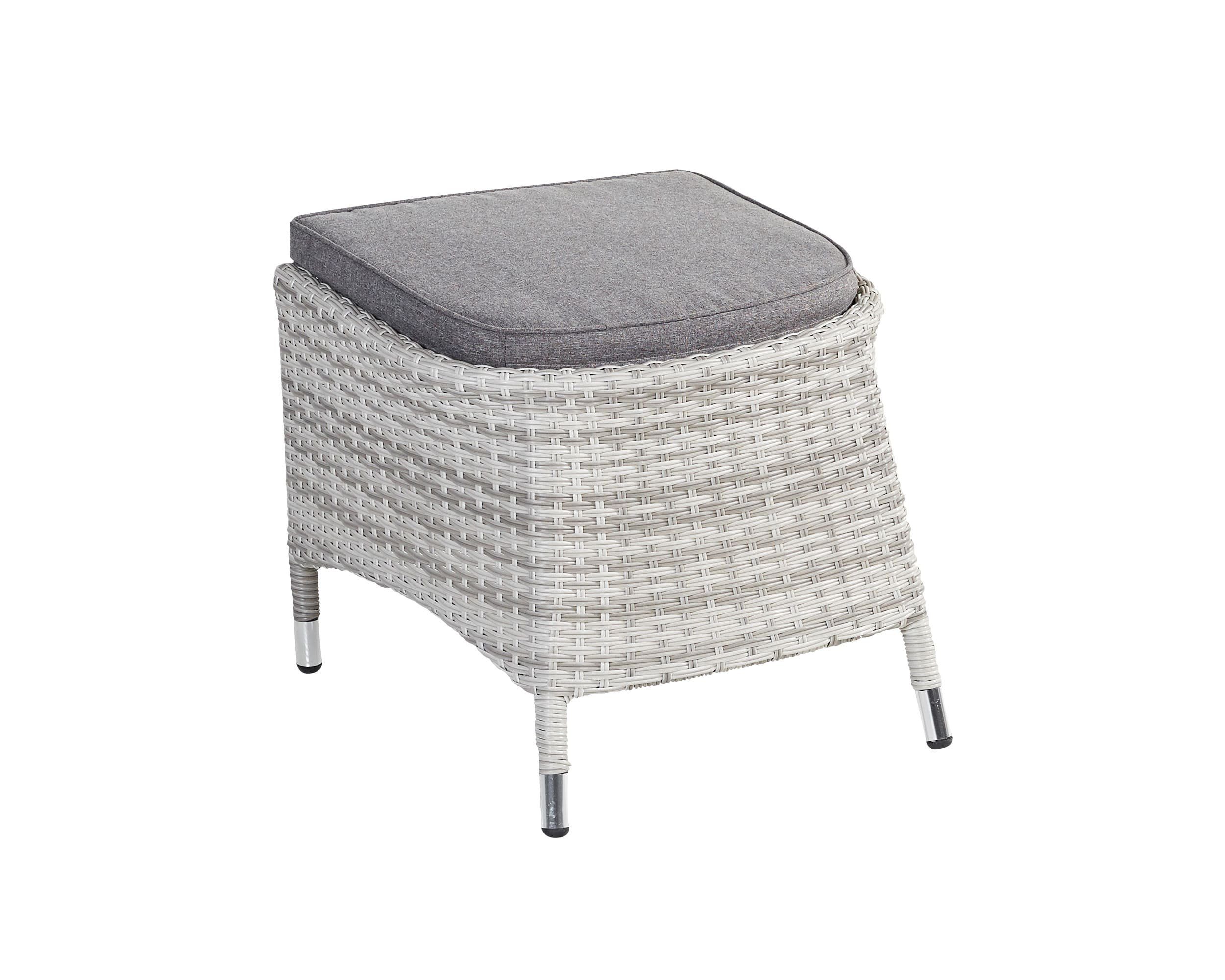 LC Garden Polsterhocker Parma Dining Hocker Fußbank weiß-grau