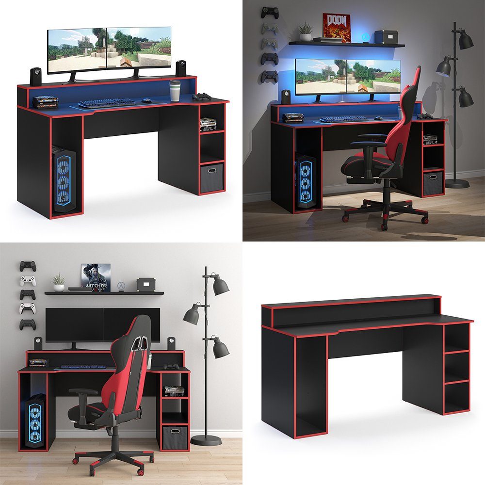 Schreibtisch Gamingtisch RONI Vicco Schwarz Rot Computertisch