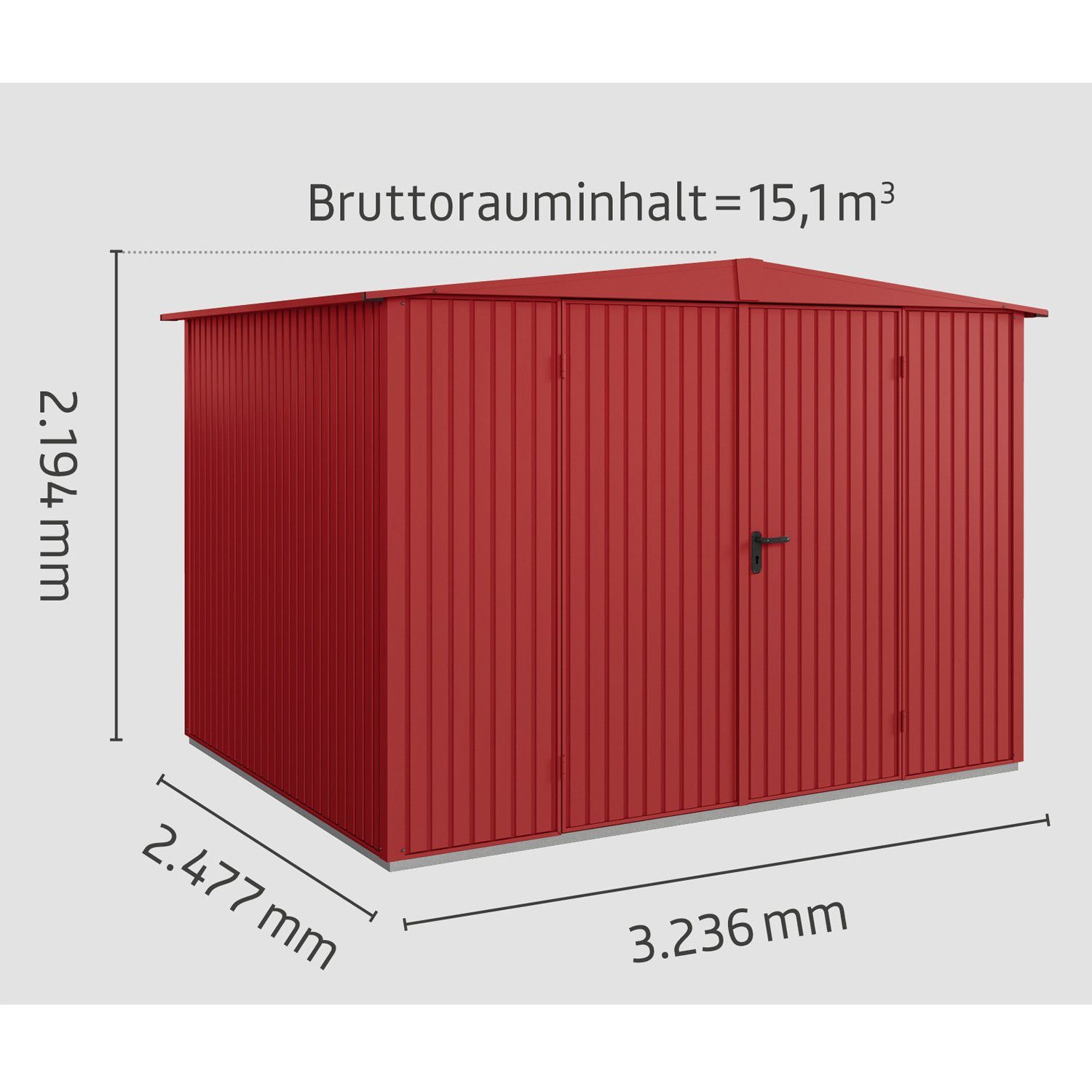Hörmann Ecostar Gerätehaus Trend mit Satteldach (324 x 248 cm), Metall, ohne scharfe Kanten
