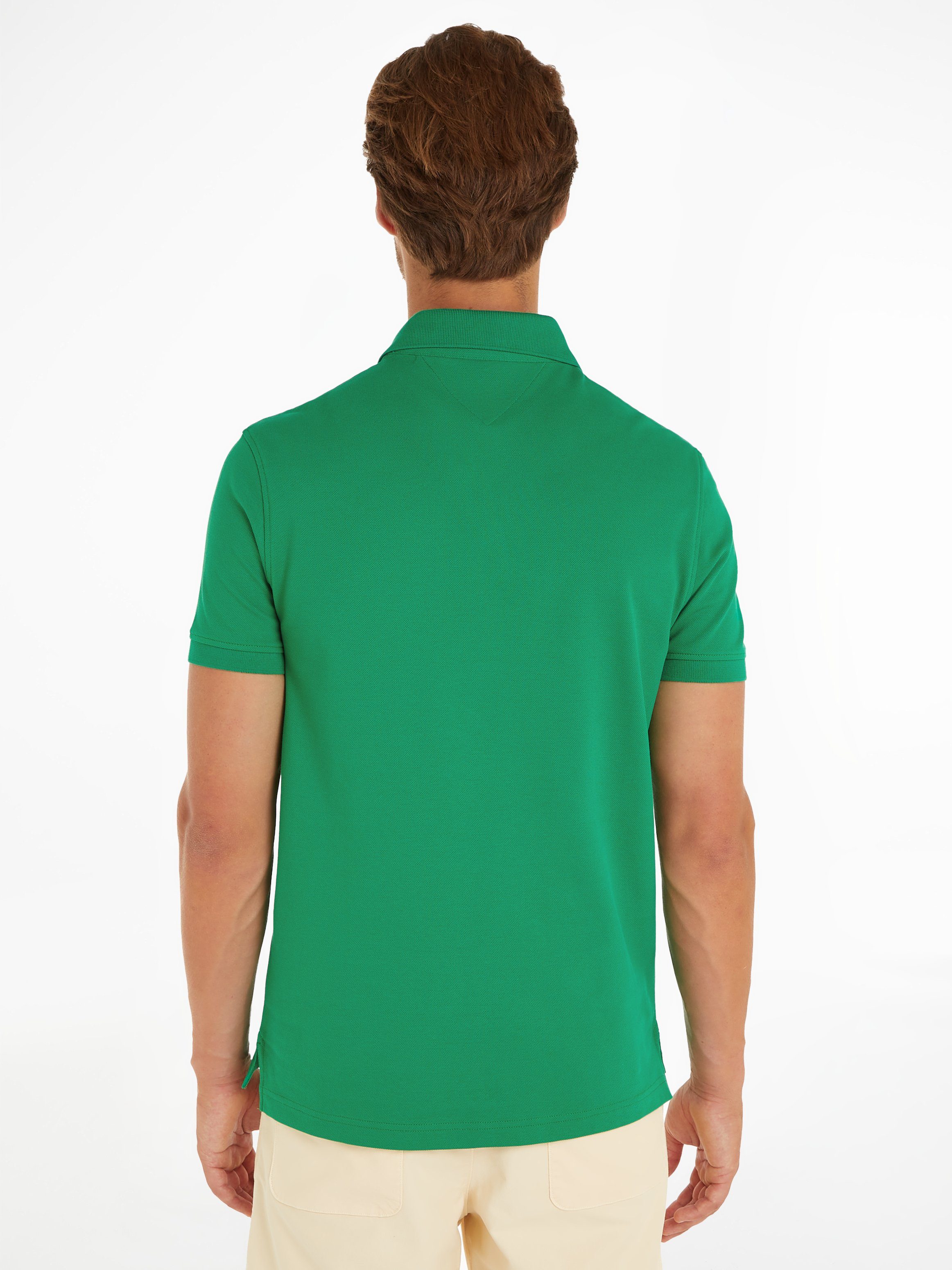 Green am Hilfiger mit 1985 Poloshirt Hilfiger POLO Kragen REGULAR Tommy Kontraststreifen Olympic Tommy innen