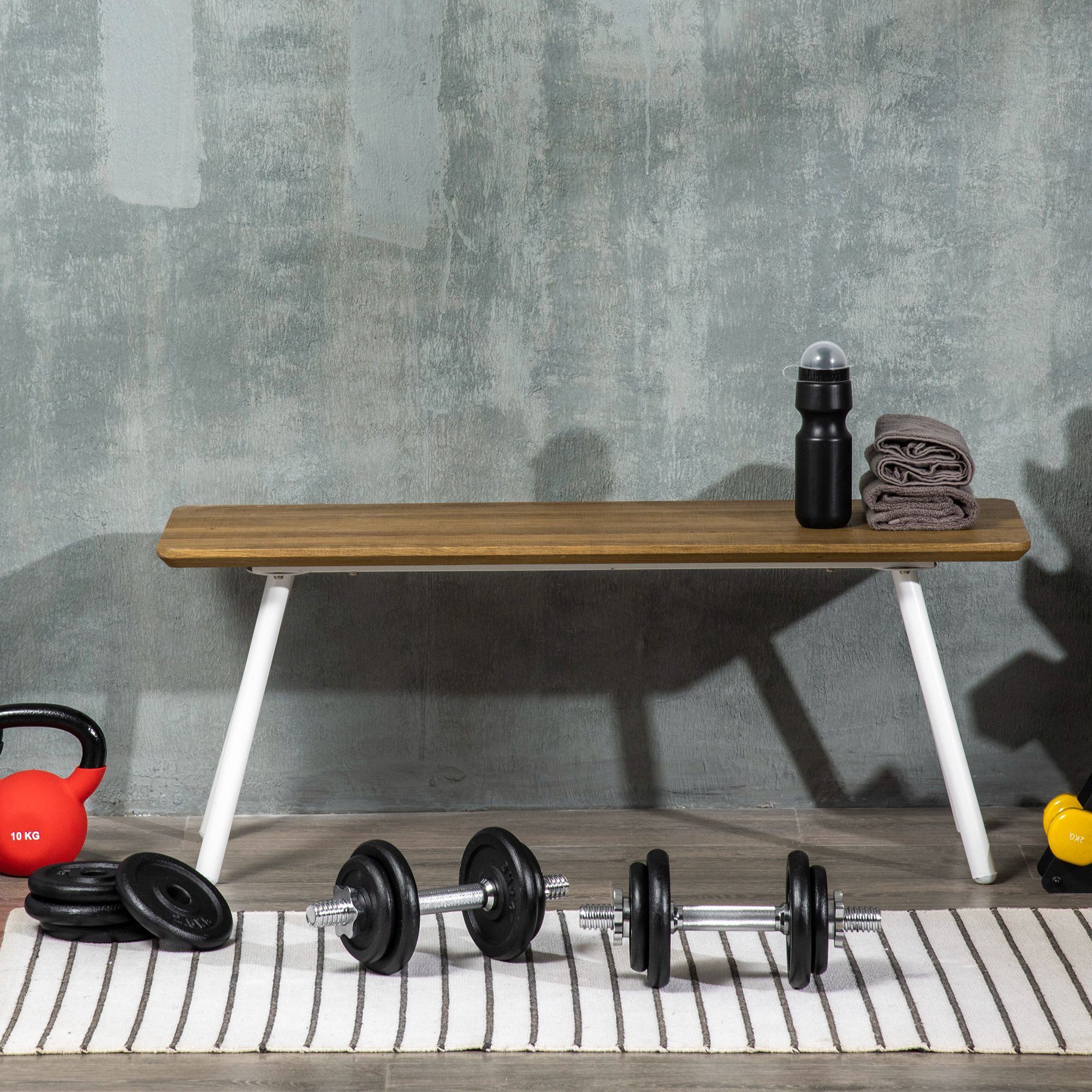 HOMCOM Hantel-Set Kurzhantelset Langhantel verstellbar bis 20 kg, (Dumbbell, Krafttraining und Gewichtheben), Schwarz Metall