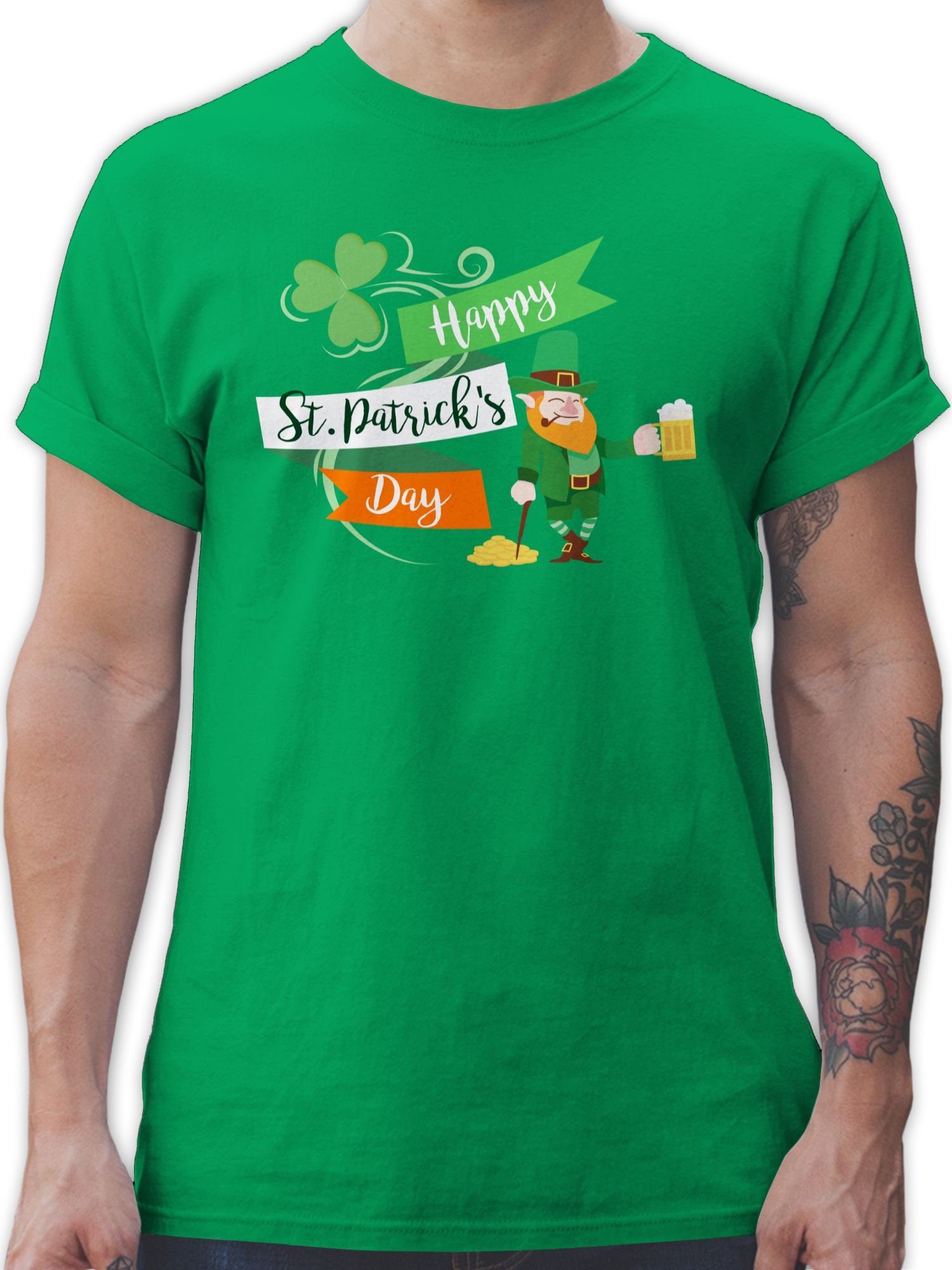 Shirtracer T-Shirt Happy St. Patricks Day Leprechaun Kobold St. Patricks Day 1 Grün