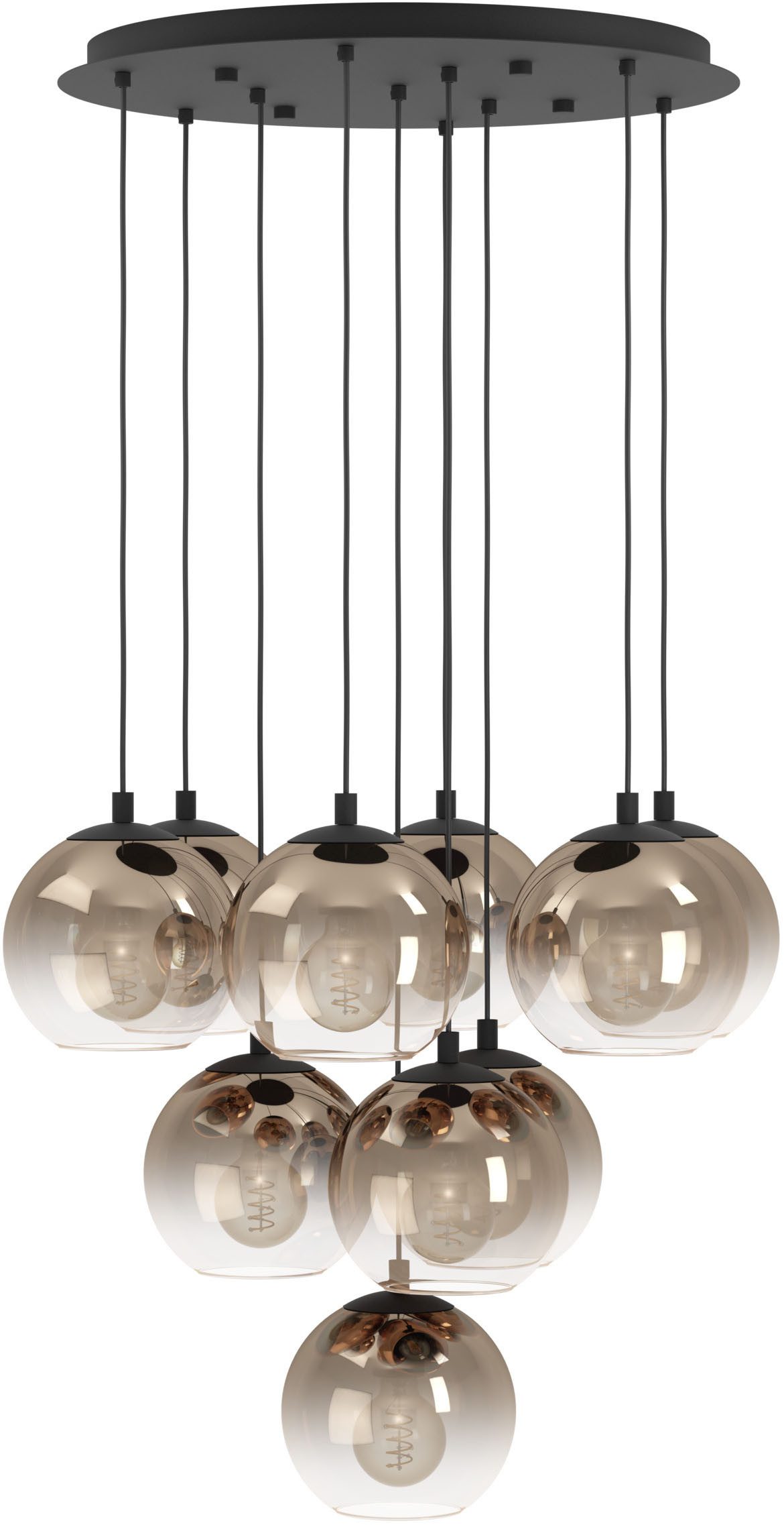 EGLO Hängeleuchte ARISCANI 1 Pendellampe - Stahl - E27 - 10X60W - IP20, ohne Leuchtmittel, Hängelampe, Deckenlampe, Wohnzimmer, Esszimmer, H110 x Ø64,5 cm
