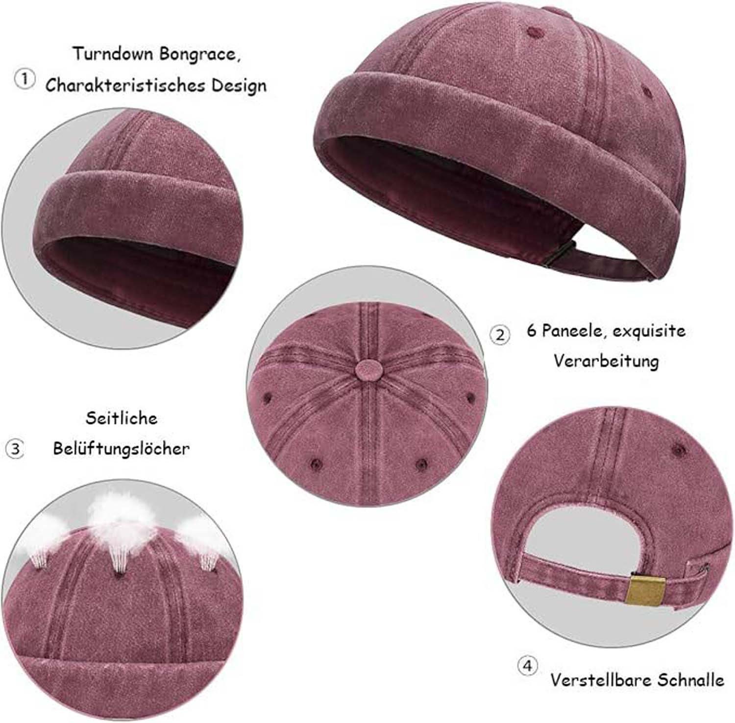 Zaewry Dockermütze Docker-Cap Herren Seemannsmütze Hafenmütze Basecap Tragbar