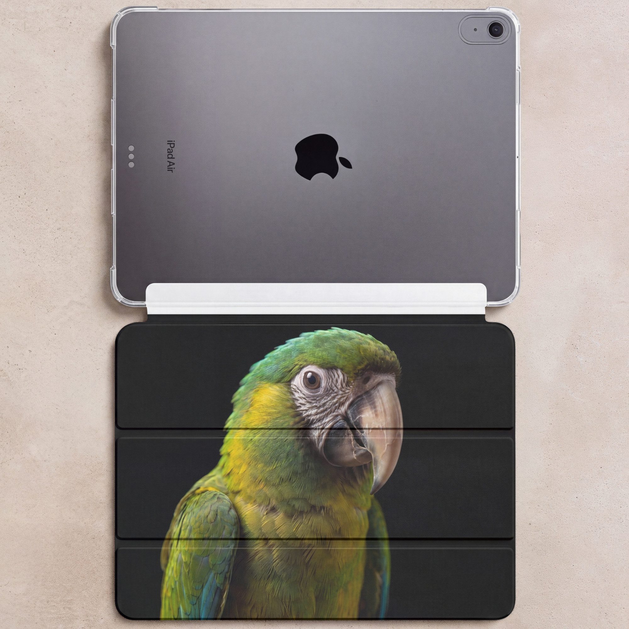 OnlyWow Tablet-Hülle Apple iPad Air 2025 13 inch Ara - Porträt - Grün, Smart Cover, Klapphülle, Stoßfest, Bunt
