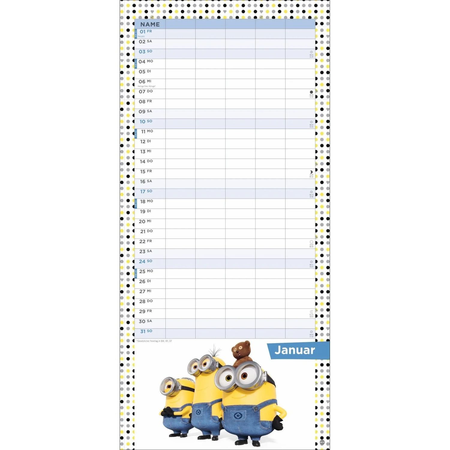 HEYE Wandkalender Minions Familienplaner 2027