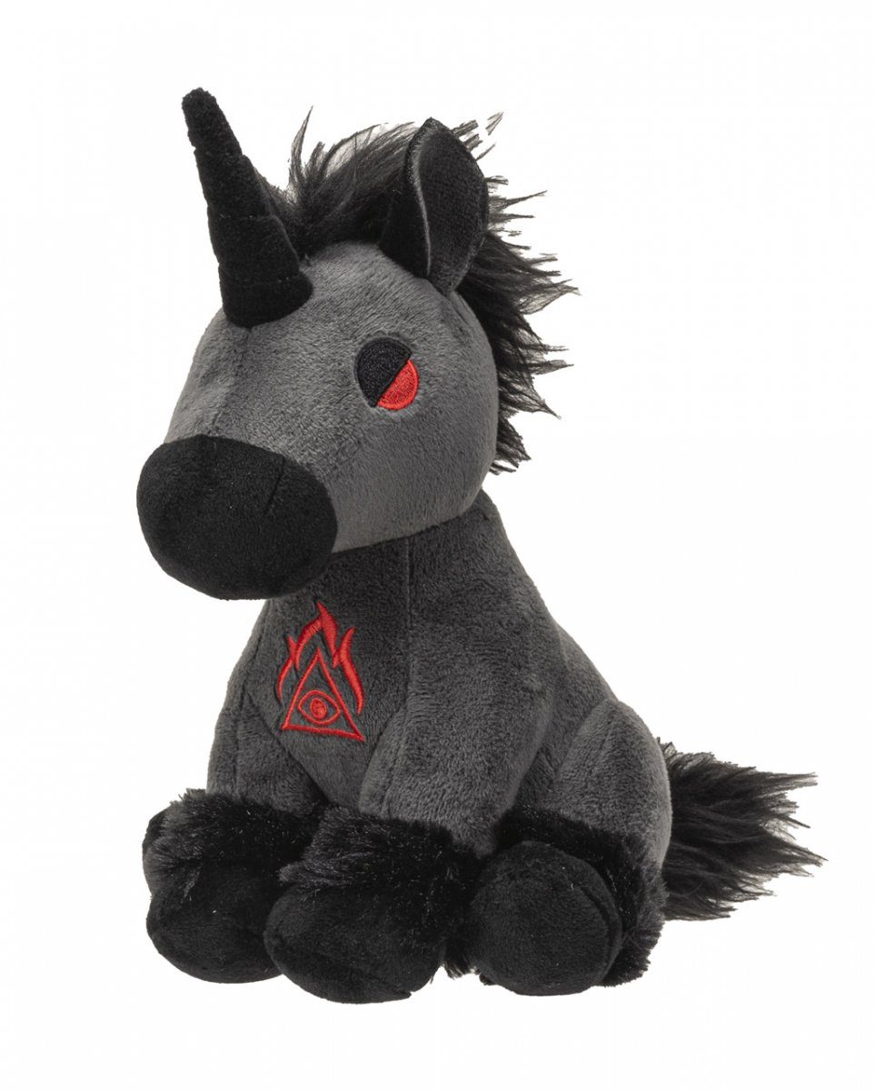 Horror-Shop Plüschfigur Schwarzes Gothic Einhorn Kuscheltier günstig online kaufen
