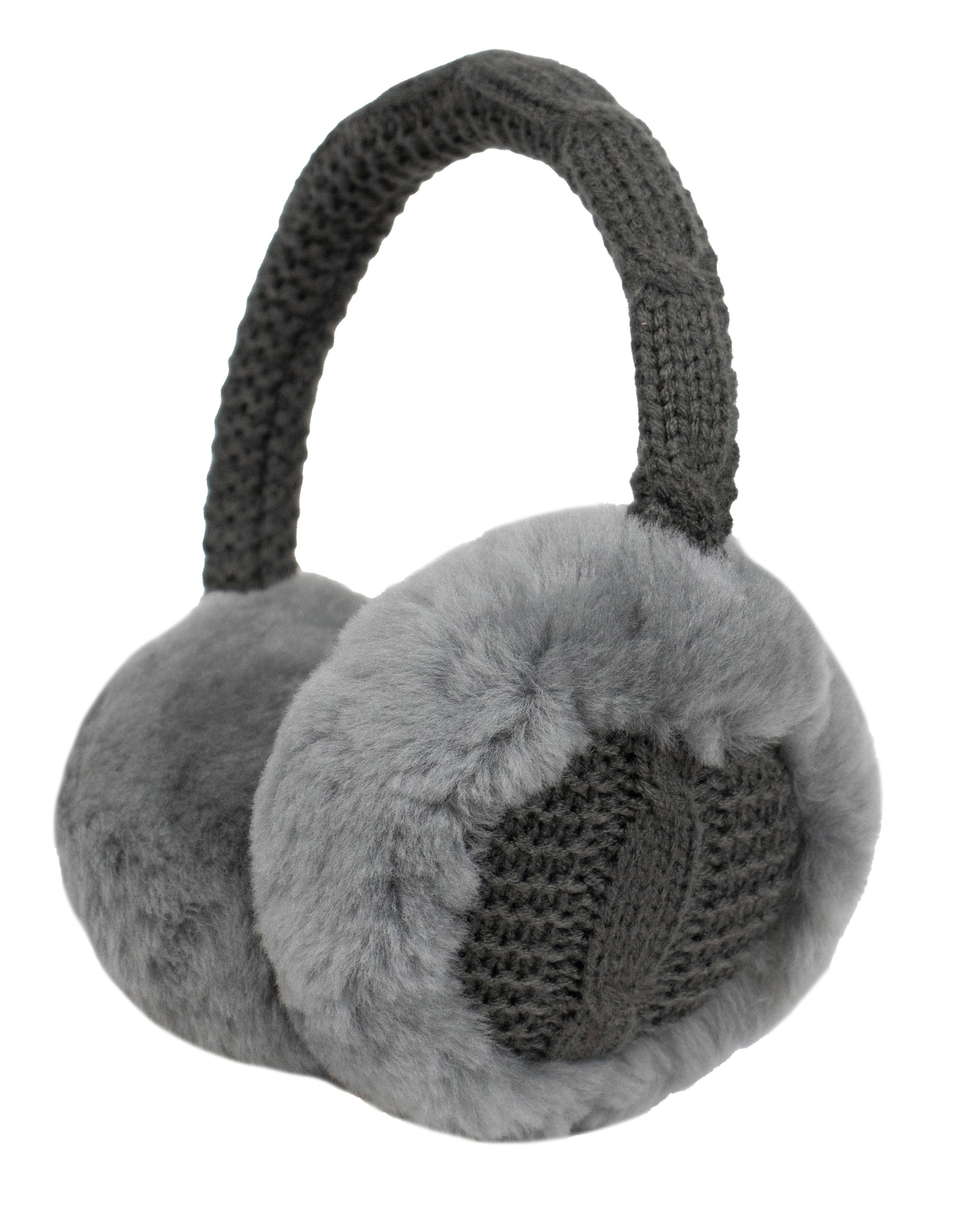 Reissner Lammfelle Ohrenwärmer Kopfbügel Ohrenschützer MIKA Merino Lammfell & Strickware gefüttert mit weichem Lammfell