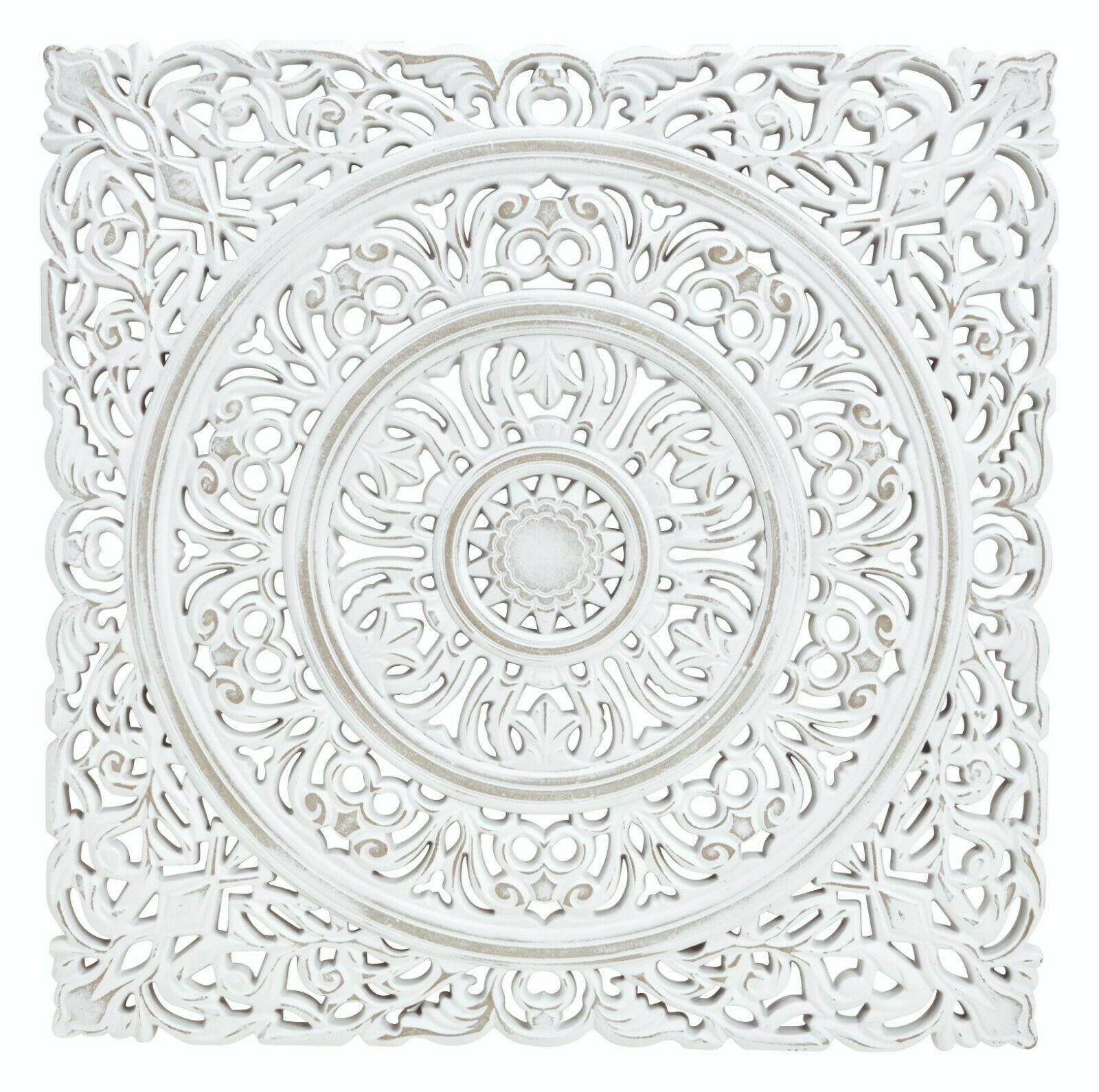 Meinposten Wanddekoobjekt Großes Wandornament shabby weiß Holz Wandbild Orn günstig online kaufen