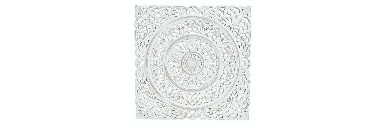 Wandornament Holz Weiß 40x40 Cm - Shabby Chic Landhaus Stil