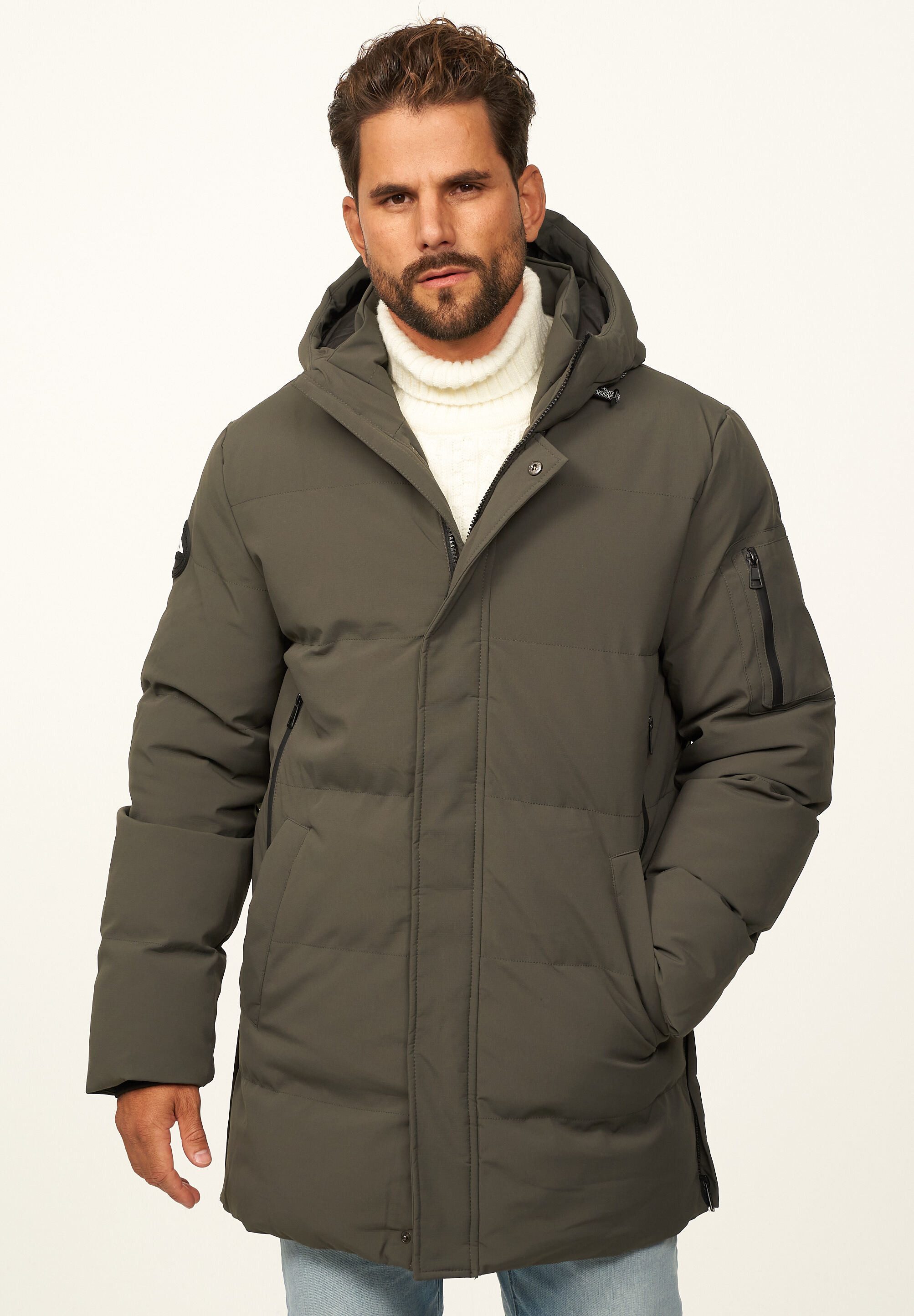 OneRedox Parka mit Kapuze als Winterjacke Steppjacke Herren warme Pufferjacke Windbreaker - Wintermantel