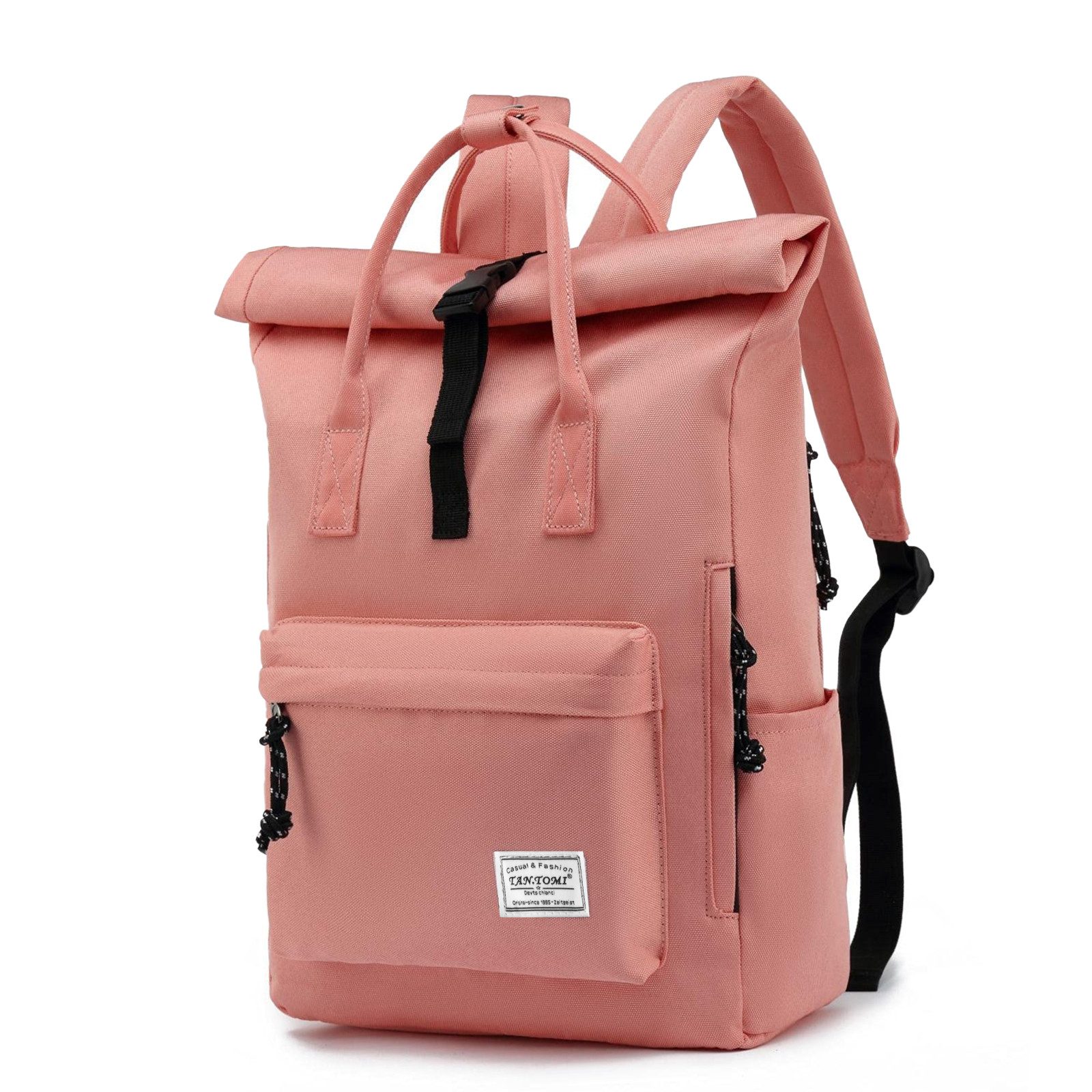 TAN.TOMI Freizeitrucksack Schulrucksack für Damen Herren, Laptop Rucksack 15,6 Zoll mit Rolltop, Cityrucksack Daypack Laptopfach und Weit Öffenbar