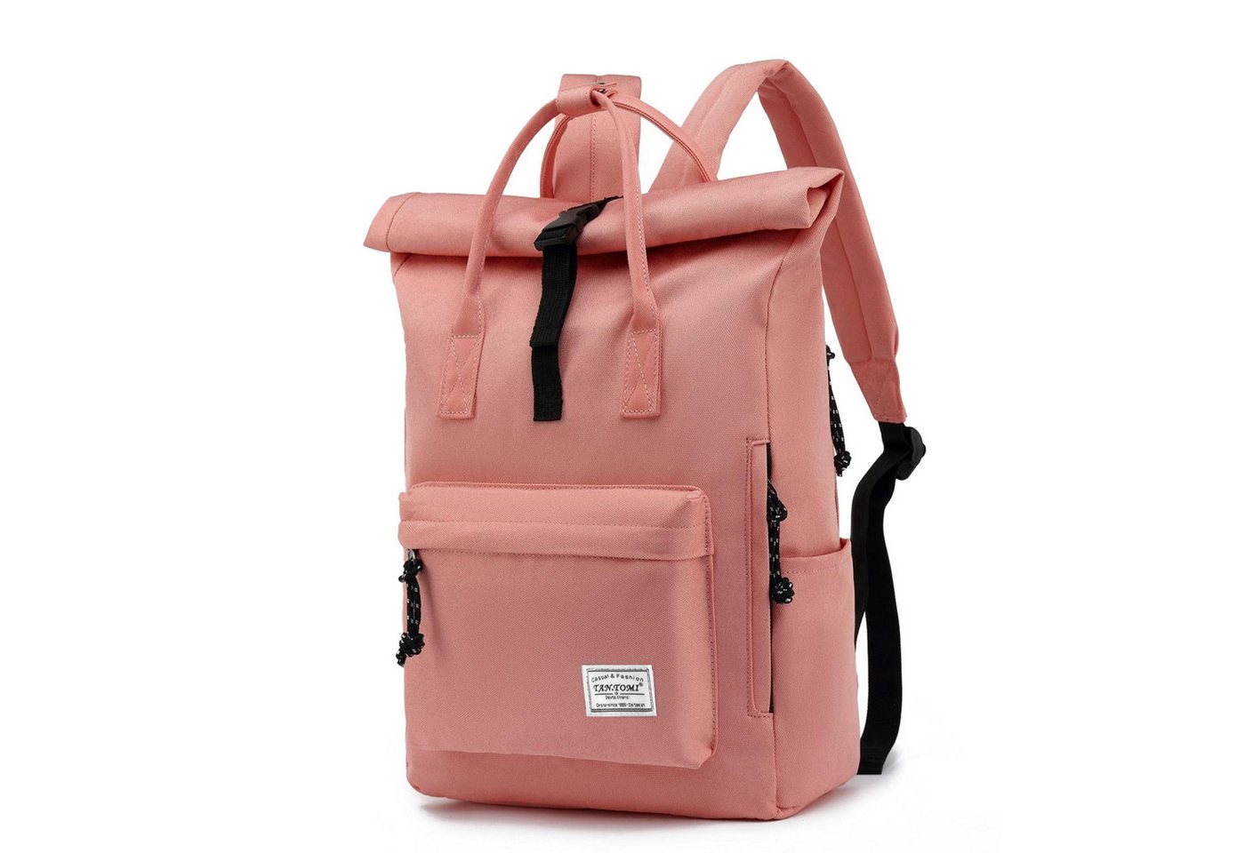 TAN.TOMI Freizeitrucksack Schulrucksack für Damen Herren, Laptop Rucksack 15,6 Zoll mit Rolltop, Cityrucksack Daypack Laptopfach und Weit Öffenbar