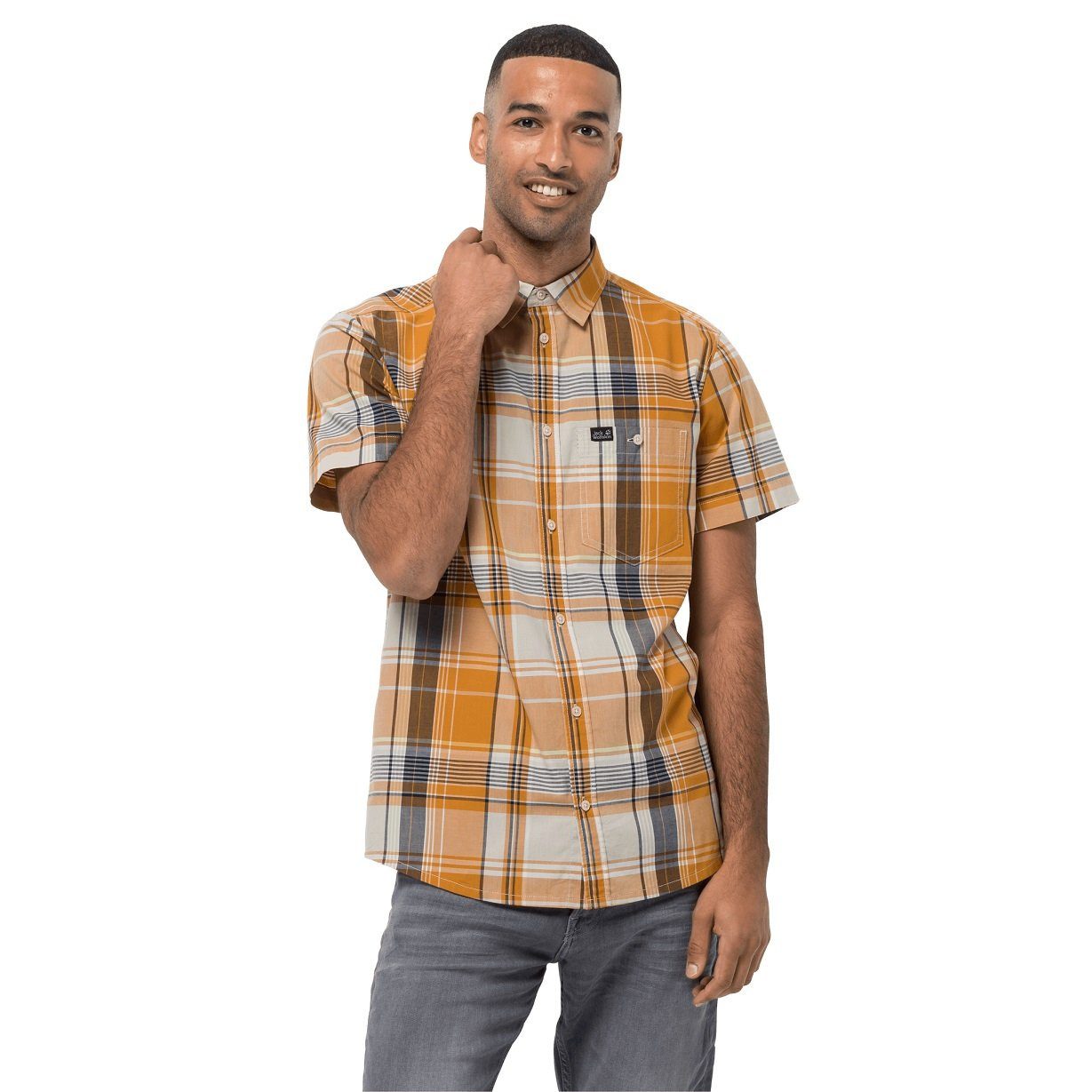 Jack Wolfskin Outdoorhemd Freizeit- und Reisehemd kurzarm Little Lake orange Herren