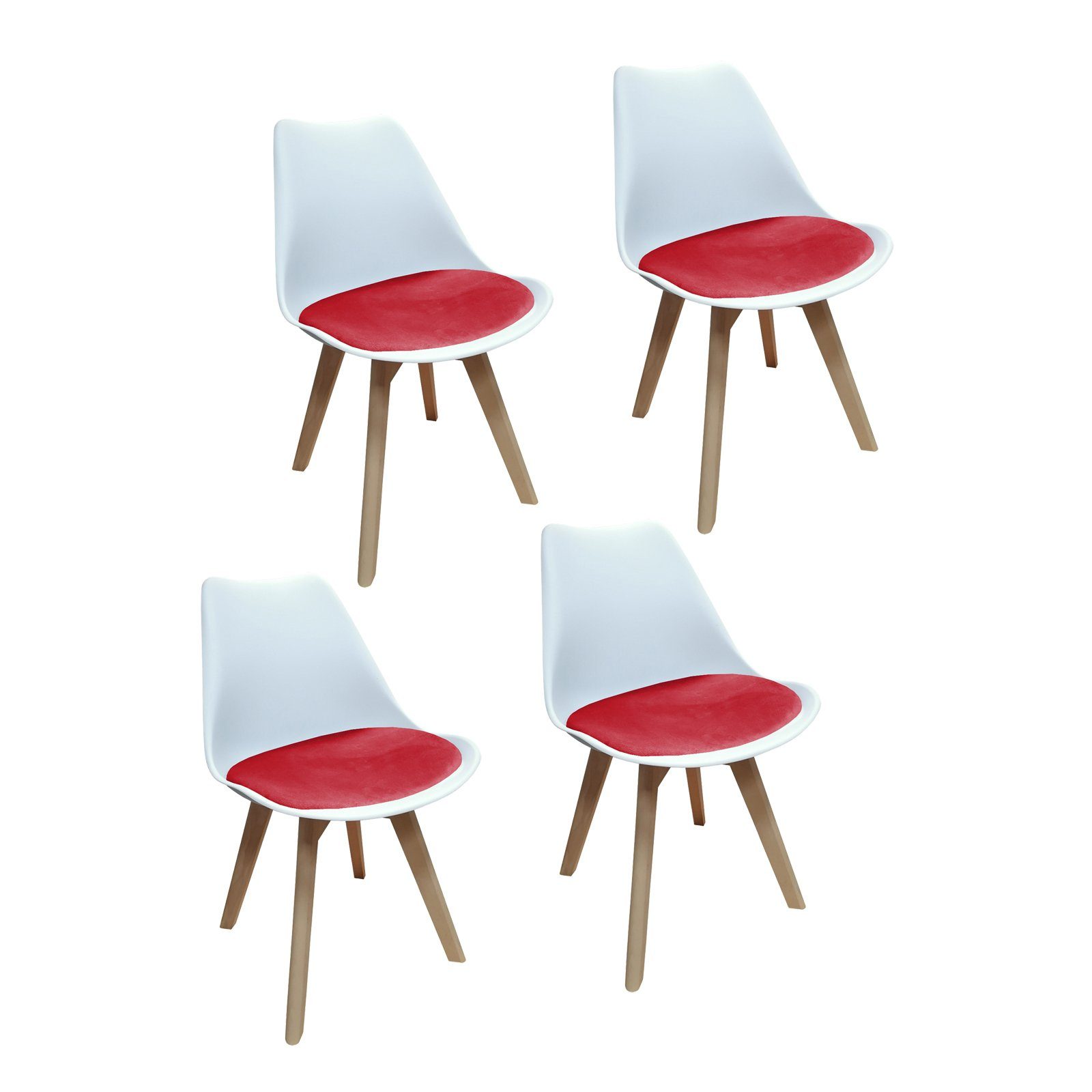 Schnäppchenpreis HTI-Living Esszimmerstuhl Stuhl Atlanta Velvet Samt Rot (Set, Esszimmerstuhl 4 St), Weiß, 4er-Set