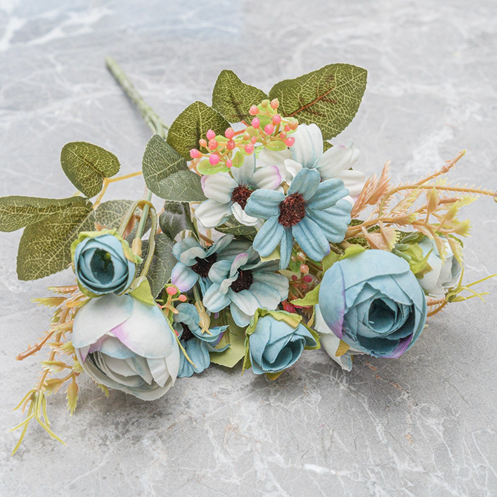 Kunstblumenstrauß Künstlicher Blumenstrauß, Seidenblumen Mit Stielen, Modischer, Blusmart, Kunstblumenstrauß Blau