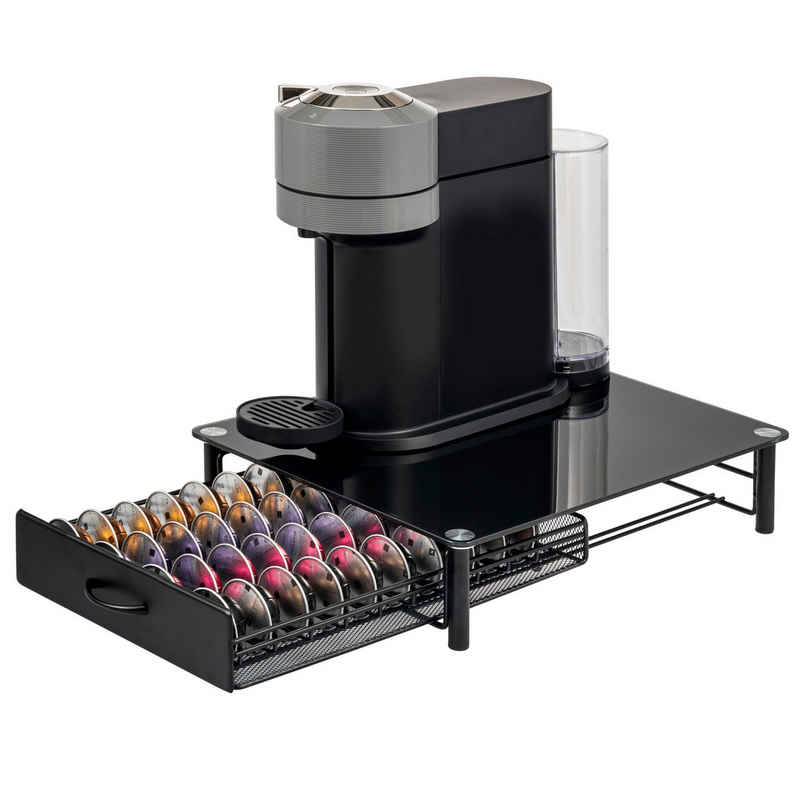 eluno Kapselhalter für 40x Nespresso Vertuo, Kaffeekapsel-Box, Glas schwarz