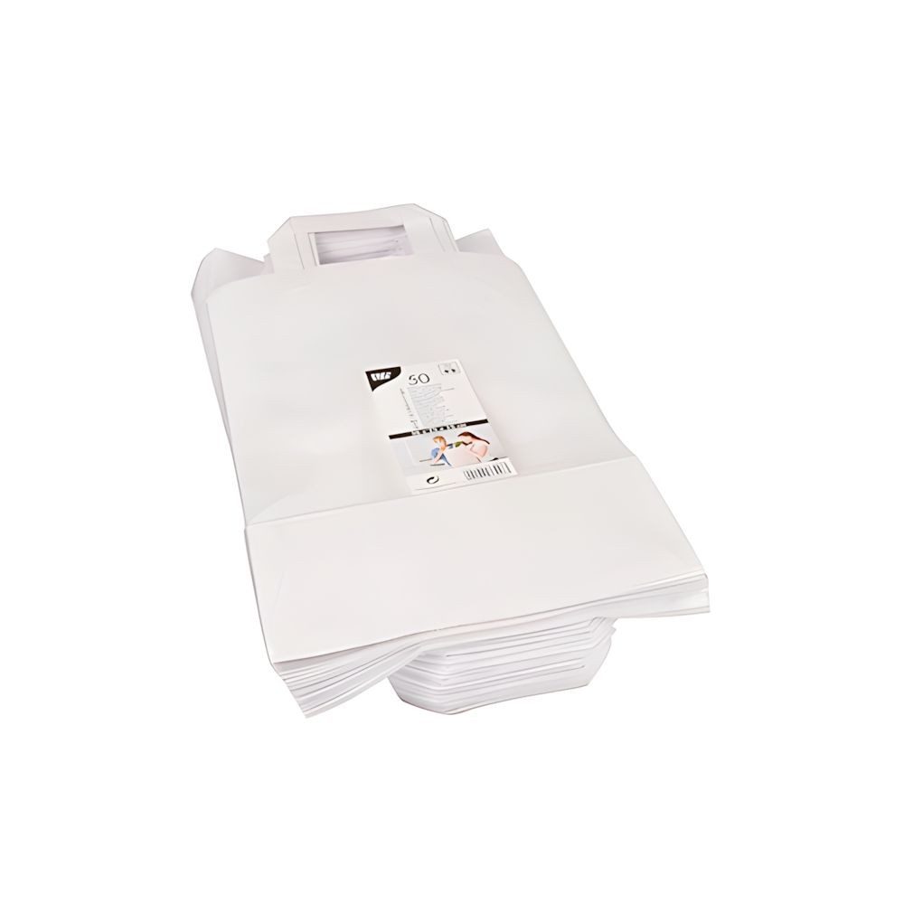 PAPSTAR Tragetasche 400 x Tragetaschen, Papier 36 cm x 22 cm x 10 cm weiss mit Tragegriff