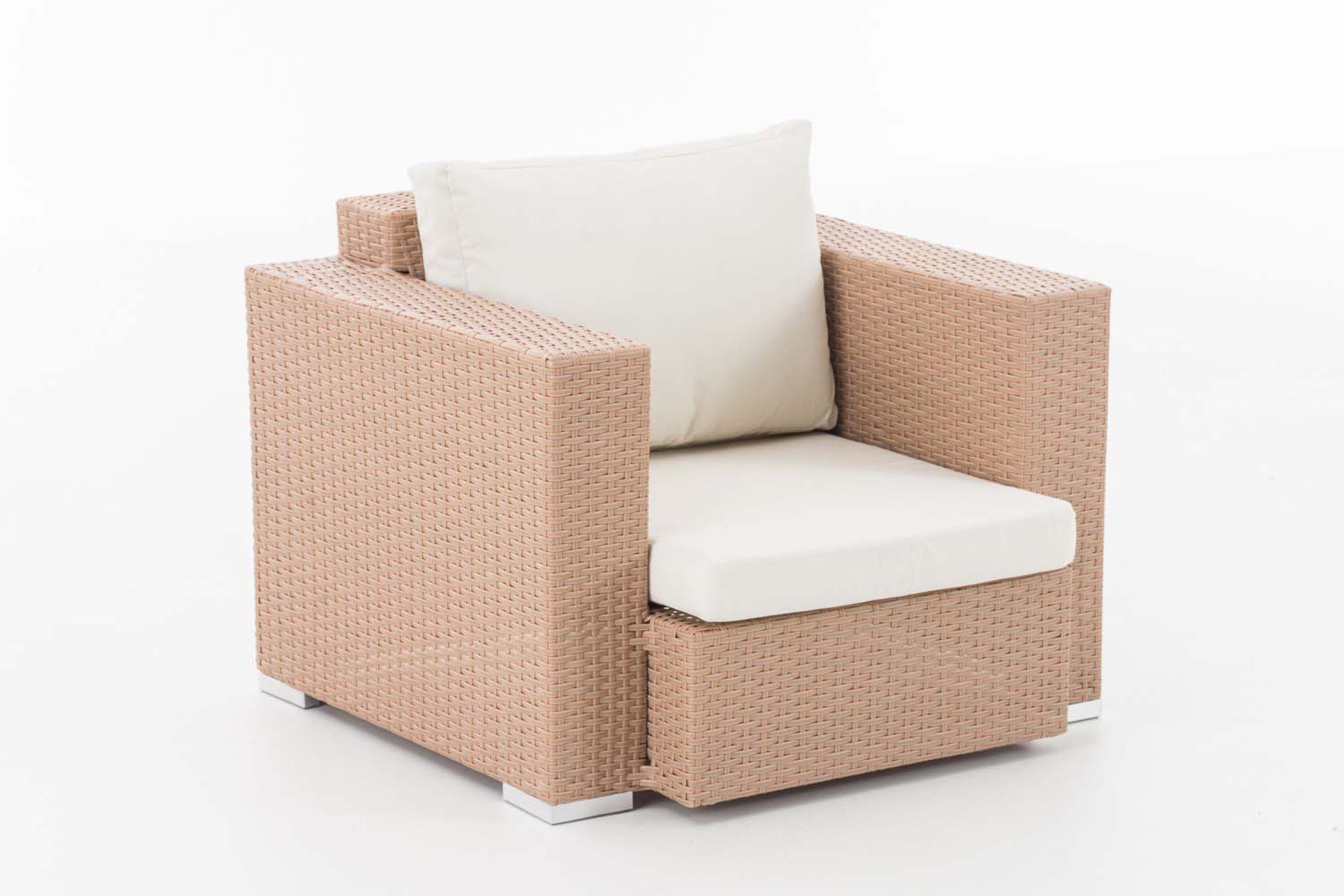 TPFGarden Gartensessel Toscana - Rattansessel für Garten, Balkon, Terrasse - Farbe: sand (Hochwertiger und stabiler Gartensessel aus handgefertigtem Polyrattan, 1-St., Outdoor-Sessel mit pulverbeschichtetem Aluminumgestell), Balkonstuhl, Terrasssenstuhl - Maße (TxBxH): 85 x 90 x 68cm