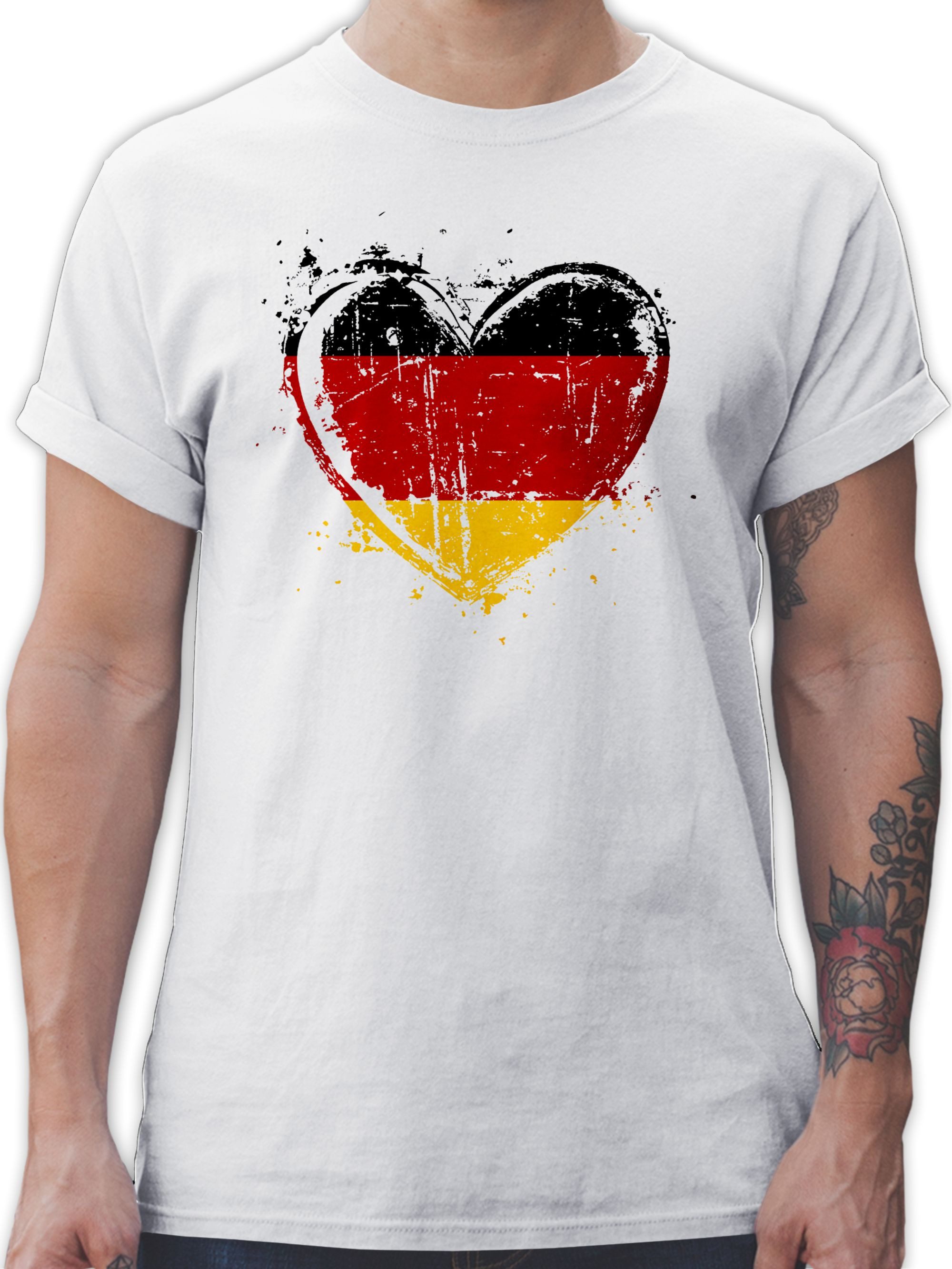 T-Shirt Deutschland Herz Motiv, Schwarz Rot Gold, Germany