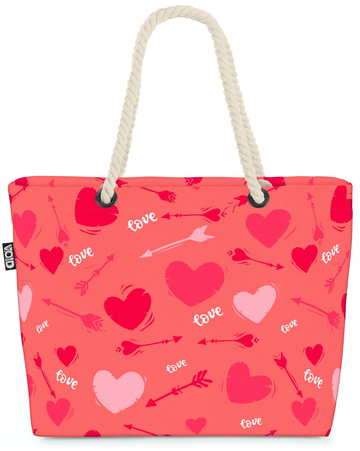 VOID Strandtasche (1-tlg), Cupi Herzen Liebe Herzen Pfeile Valentinstag Valentinstag Amor Pfeile