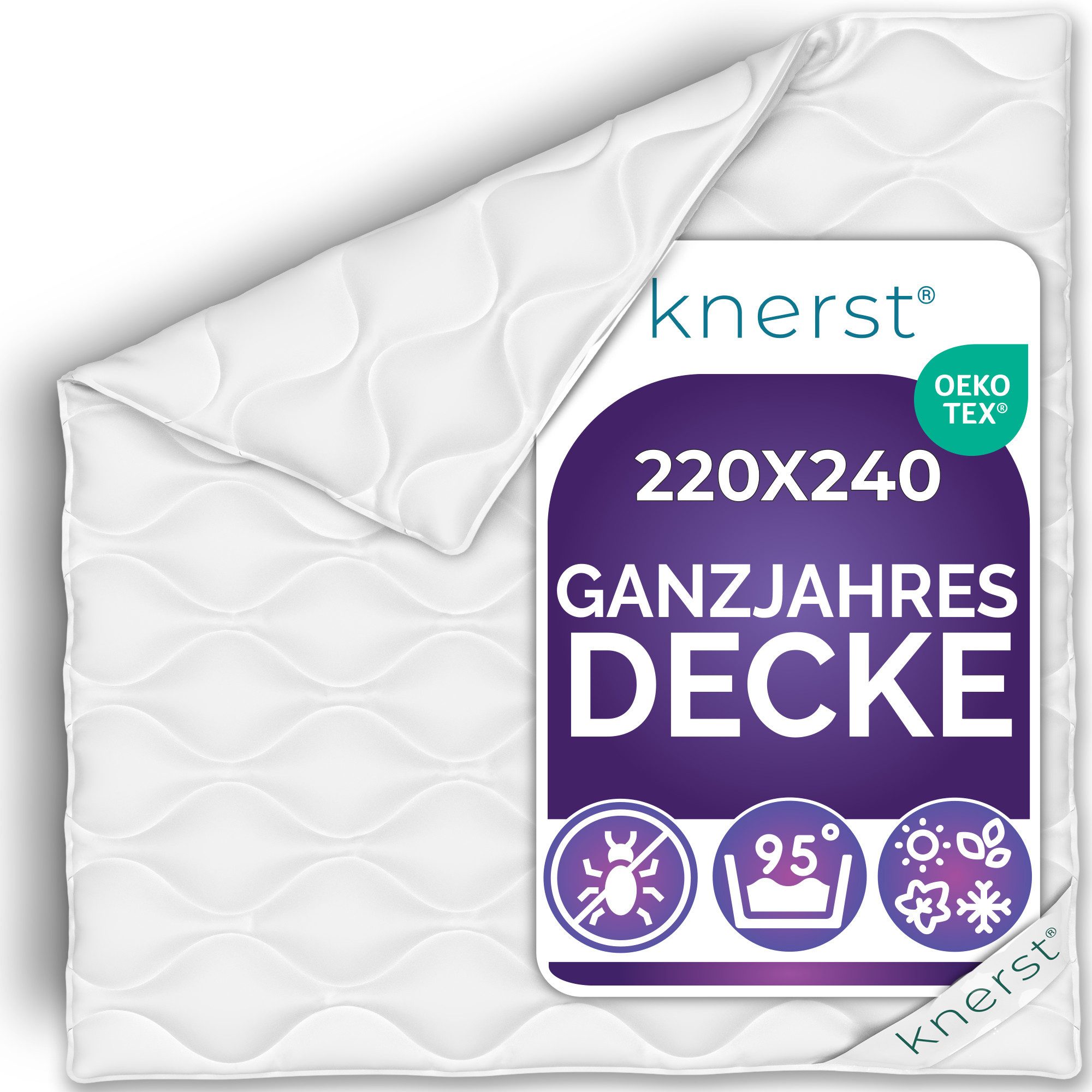 KNERST Microfaserbettdecke Allergiker Bettdecke Atmungsaktiv Klimafaser Steppdecke, Füllung: Klimafaser-Polyesterfüllung, Bezug: Polyester, Normal, 220x240 cm, Klimafaserfüllung, allergikerfreundlich