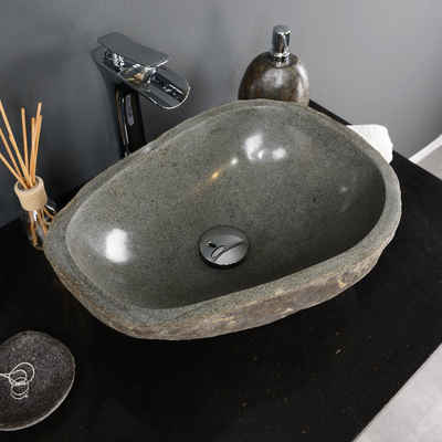 wohnfreuden Aufsatzwaschbecken »Naturstein Waschbecken 40 cm oval« (Kein Set), NEW-4160