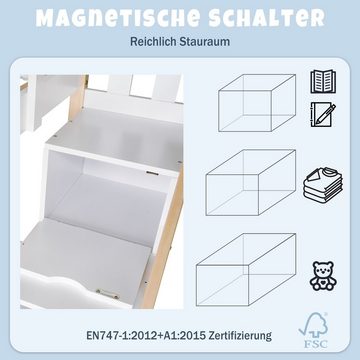 BlingBin Etagenbett Hochbett Etagenbett (1-St., Baumhaus Bett mit Speicherung und Rausfallschutz 90 x 200 cm)