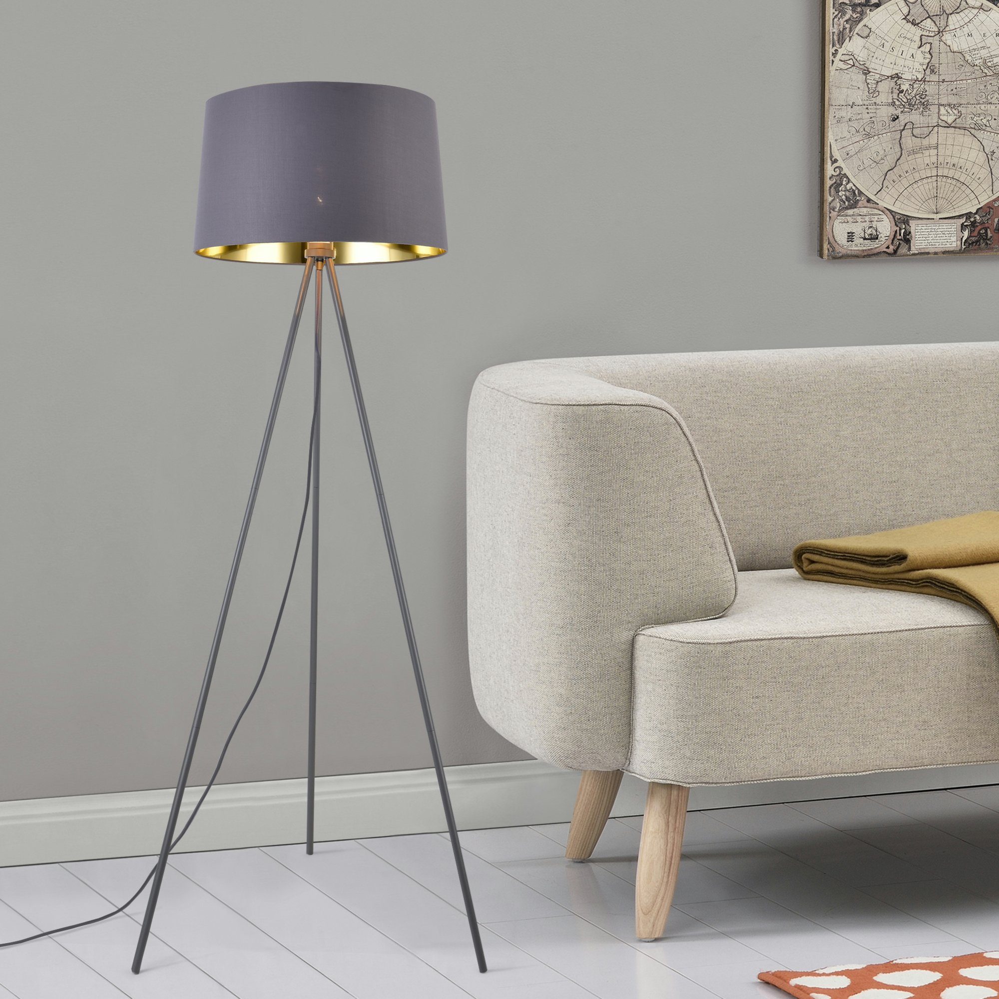 lux.pro Stehlampe, »Manchester« Stehleuchte Design Lampe Metall Grau/Gold  online kaufen | OTTO